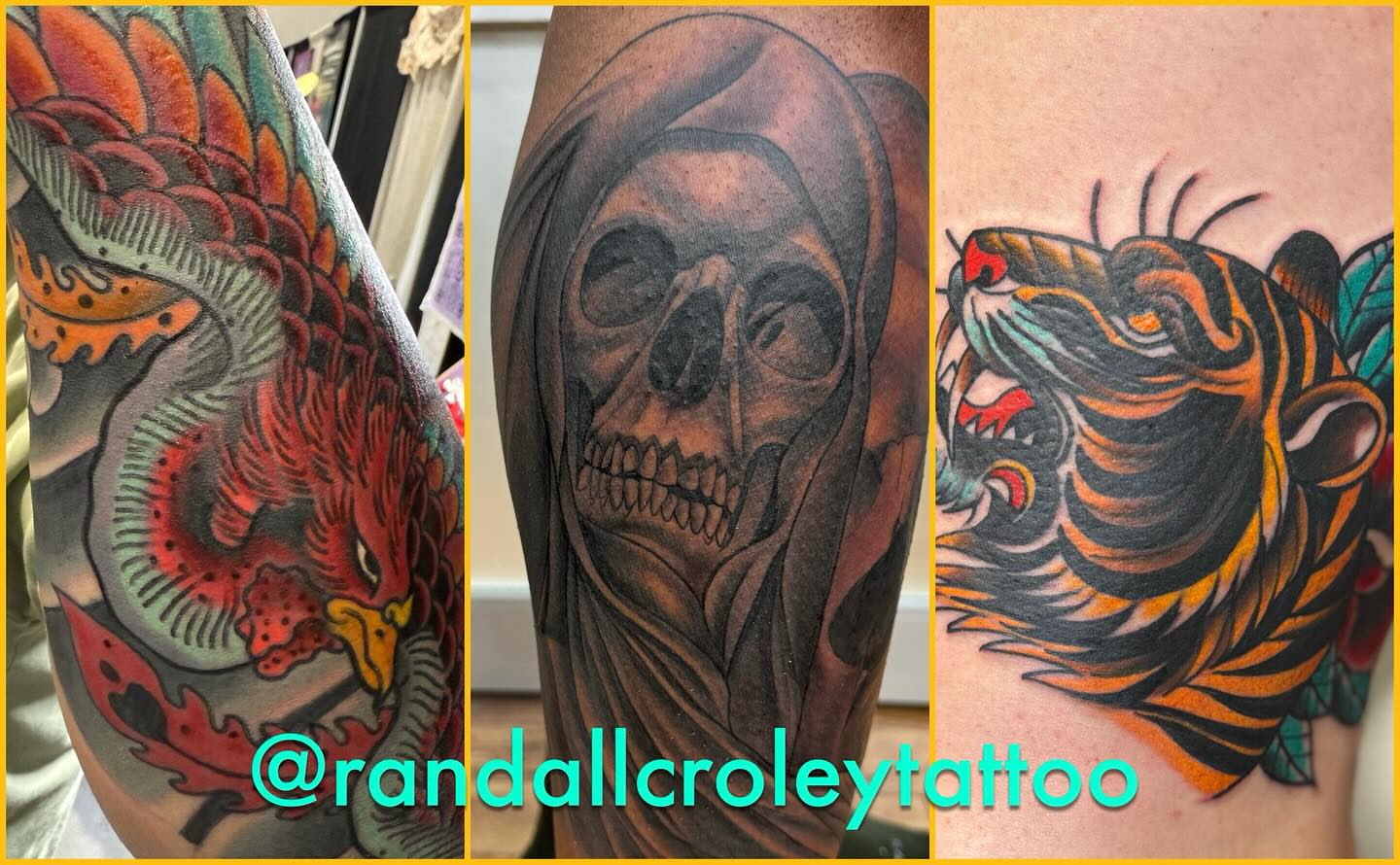 Tattooed bird American traditional tattoo on the forearm by Randall Croley El