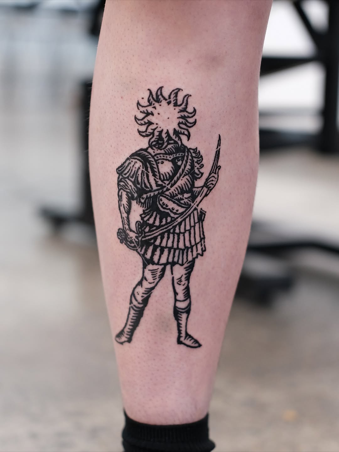 Tattoo by @florawoodcut — illustrative, blackwork