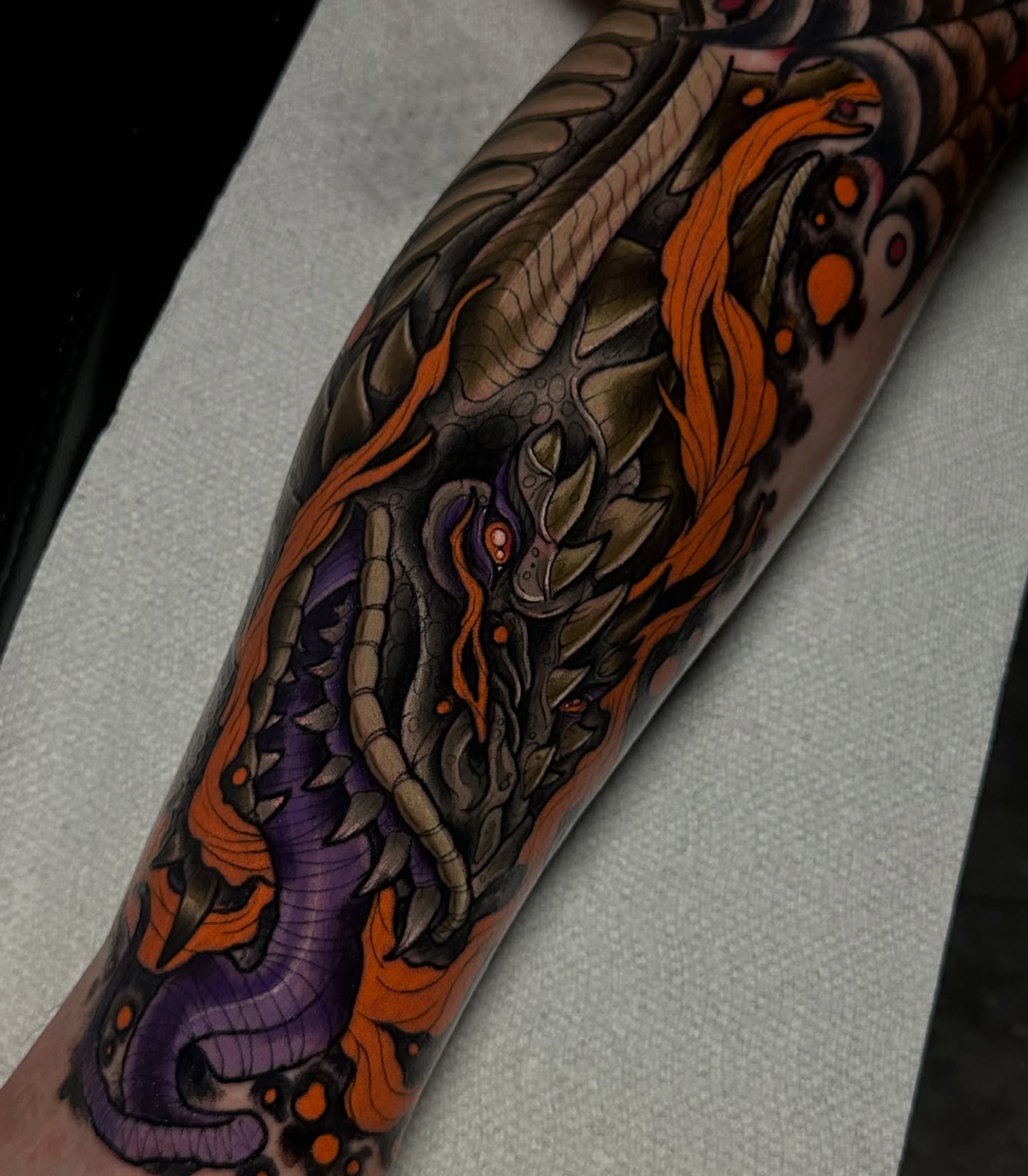 Dragon japanese irezumi tattoo on the forearm by 𝐀𝐮𝐬𝐭𝐢𝐧 𝐌𝐨𝐫𝐫𝐢𝐬𝐨𝐧 𝐓𝐚𝐭𝐭𝐨𝐨𝐬