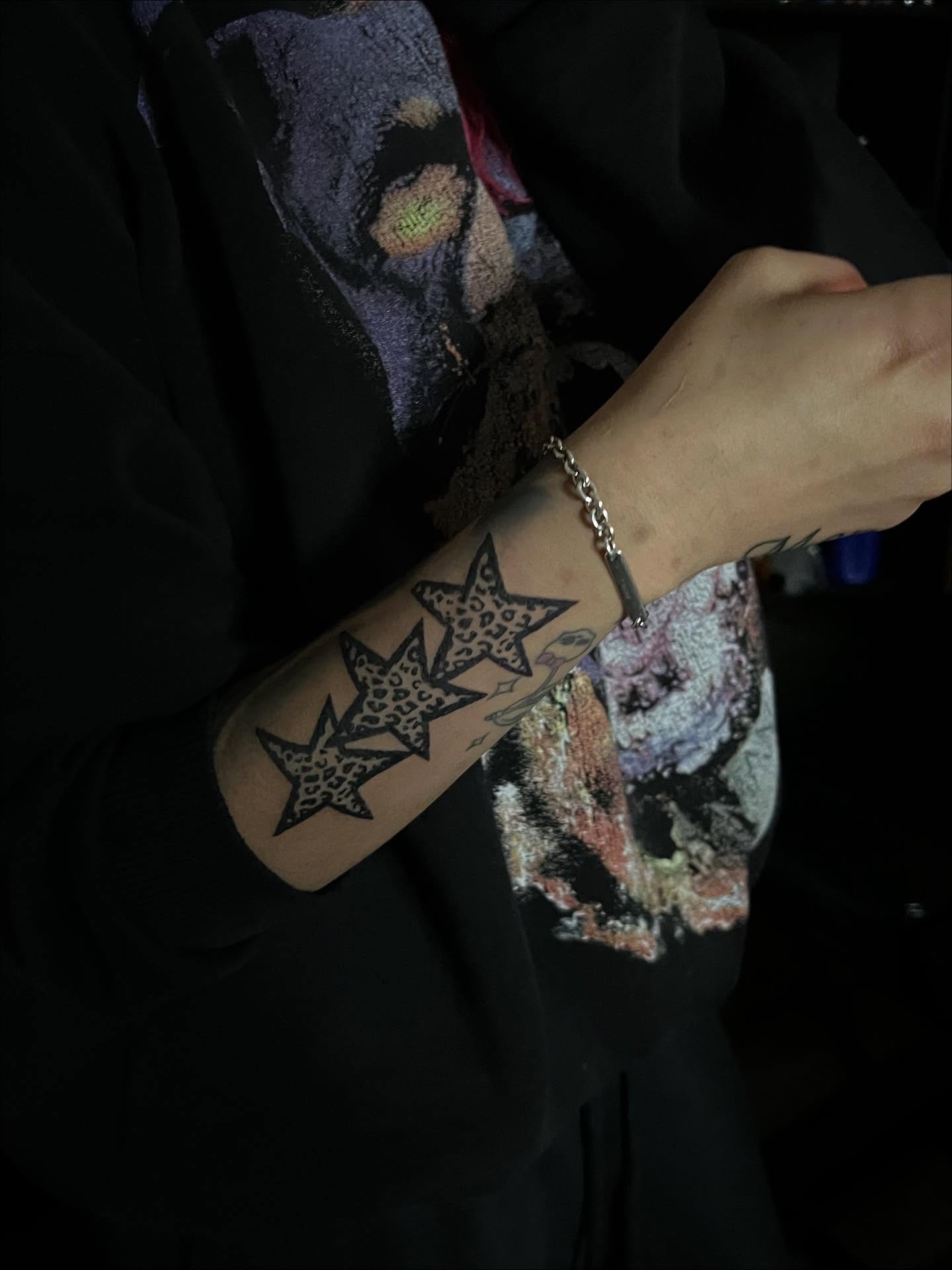Stars American traditional tattoo on the forearm by @halfwit__