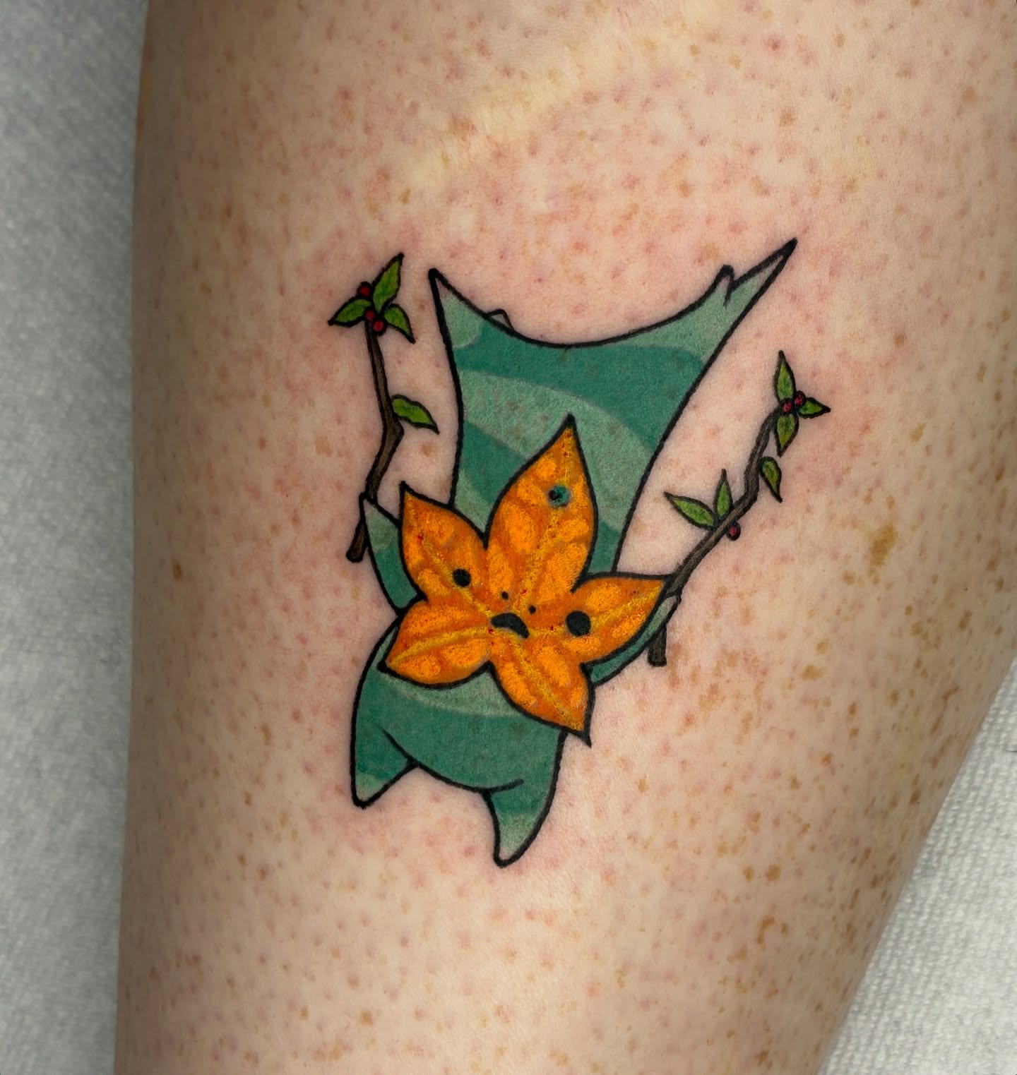 Flower and leaves dotwork tattoo on the forearm by Lance 🦈