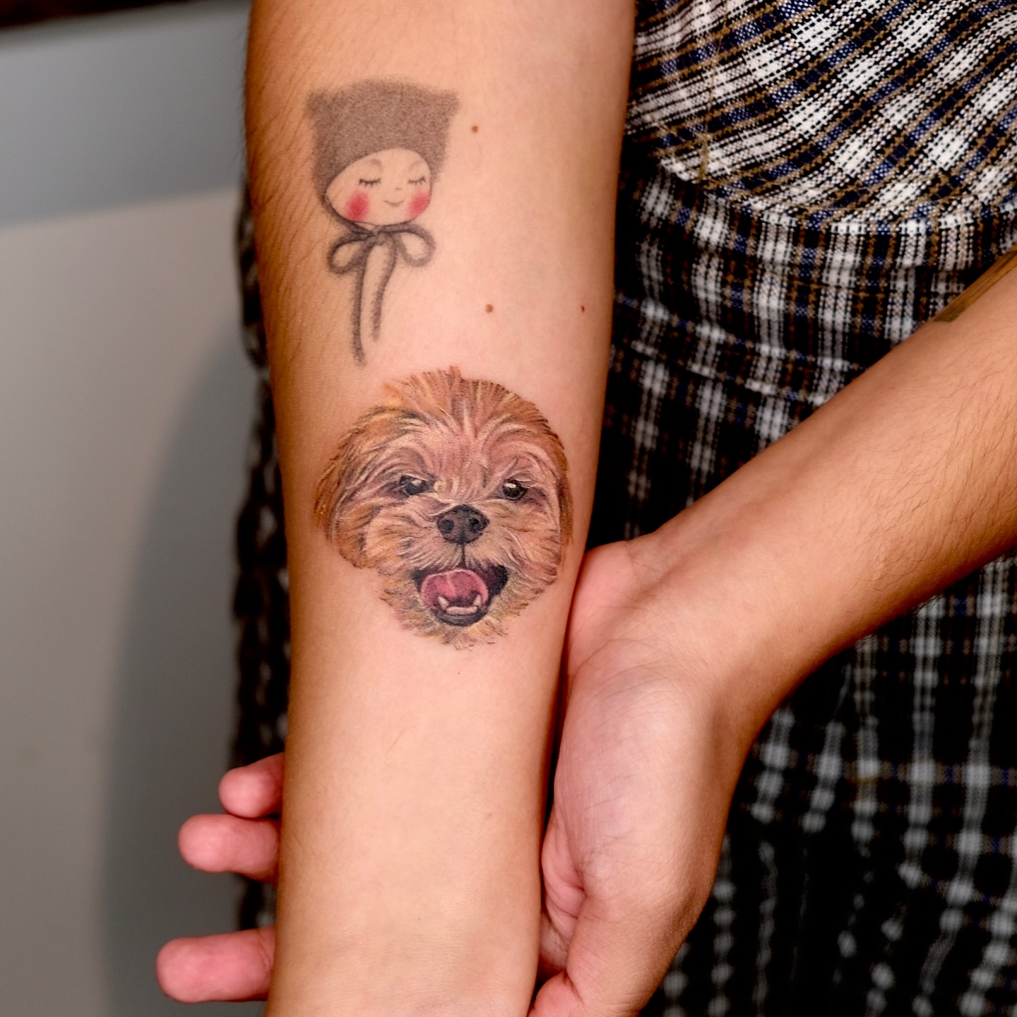 Dog realism tattoo on the forearm by Ka hiu chiu
