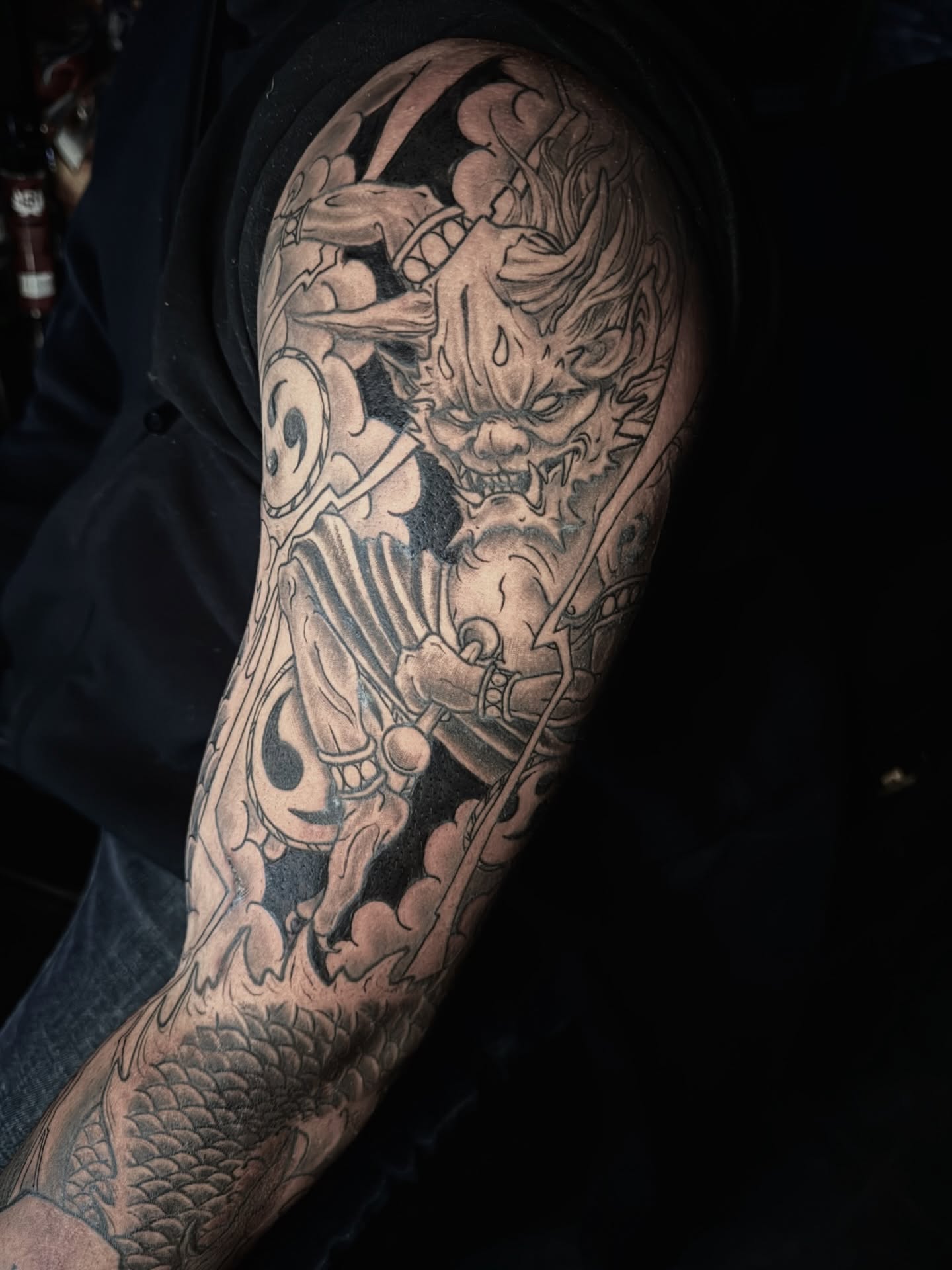 Demon warrior japanese irezumi tattoo on the forearm by Benzo