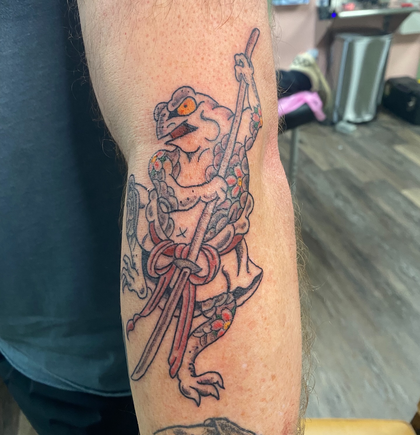 Frog warrior japanese irezumi tattoo on the forearm by Giuseppe T.C.