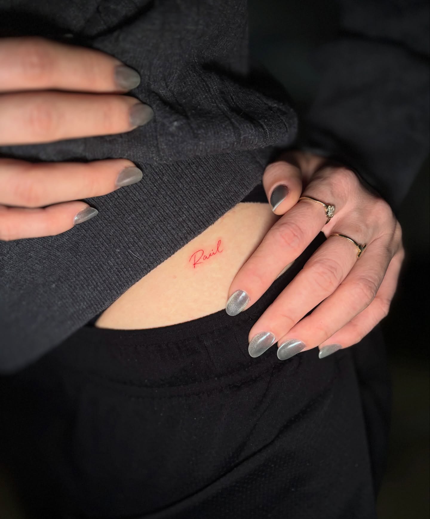 Name lettering script tattoo on the chest by Crooks Ink ✞