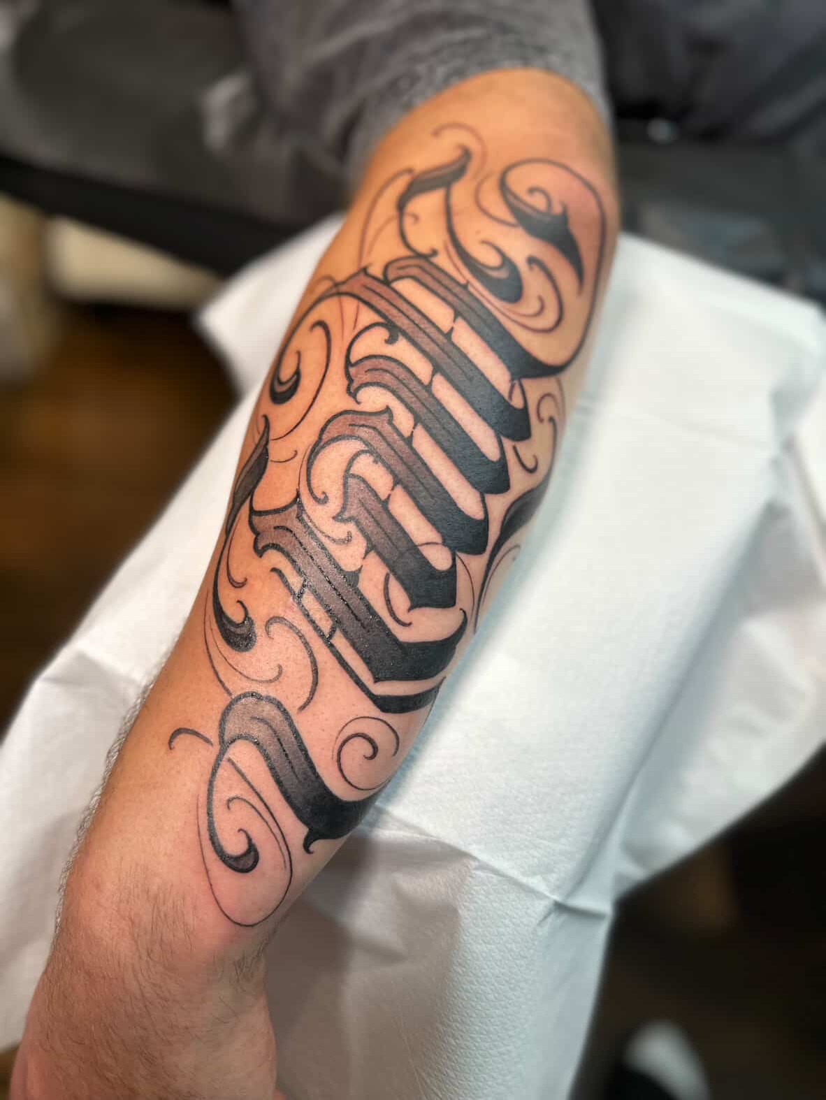 Tattoo by @deft_ink β lettering_script