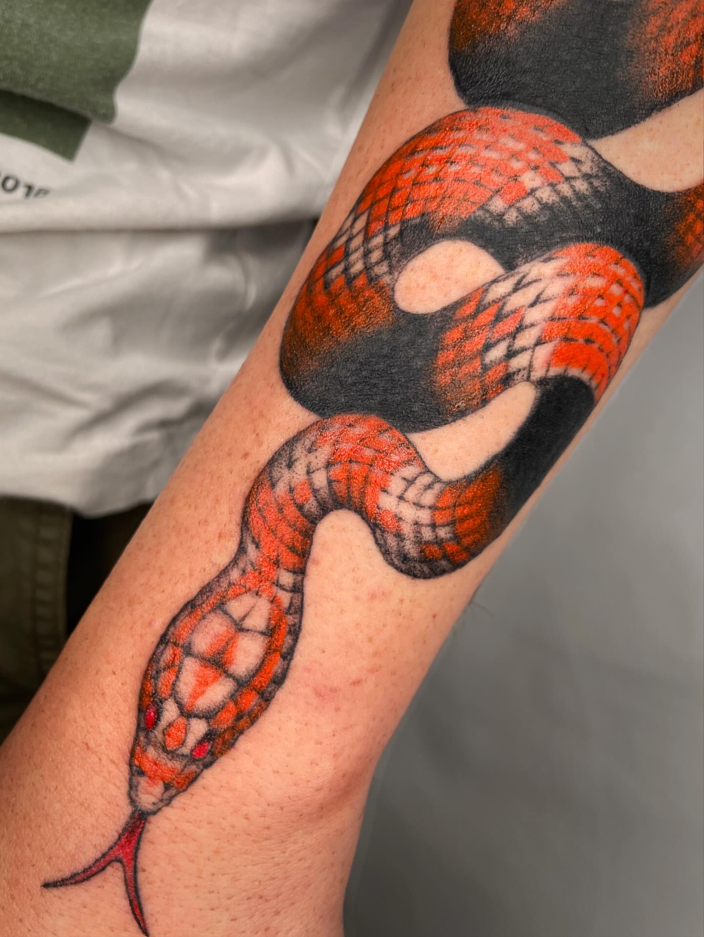 Snake realism tattoo on the forearm by Vash