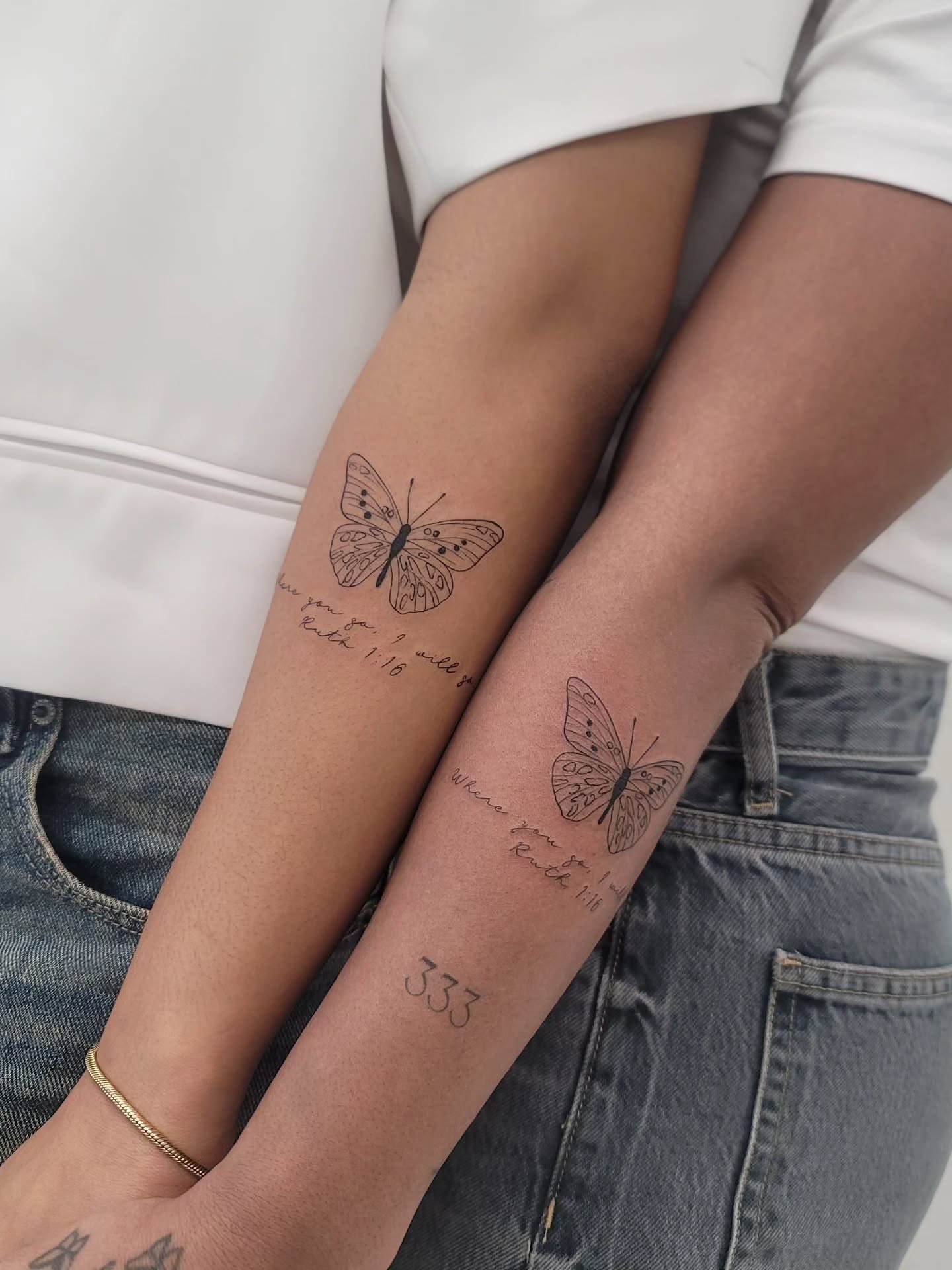 Butterfly fine line tattoo on the forearm by Las Vegas Fine Line Tattoos