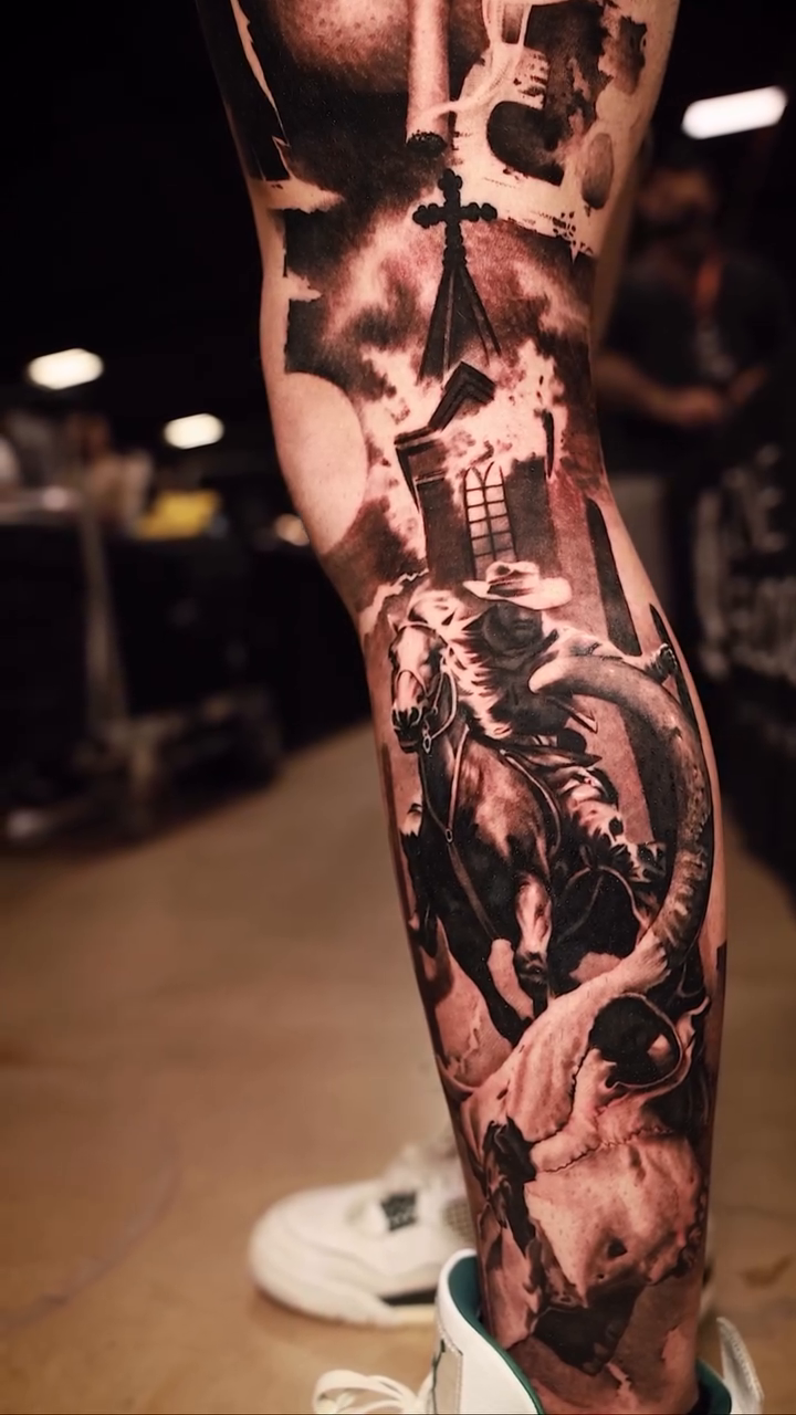 Tattoo by @juan_haka — dark_realism, blackwork