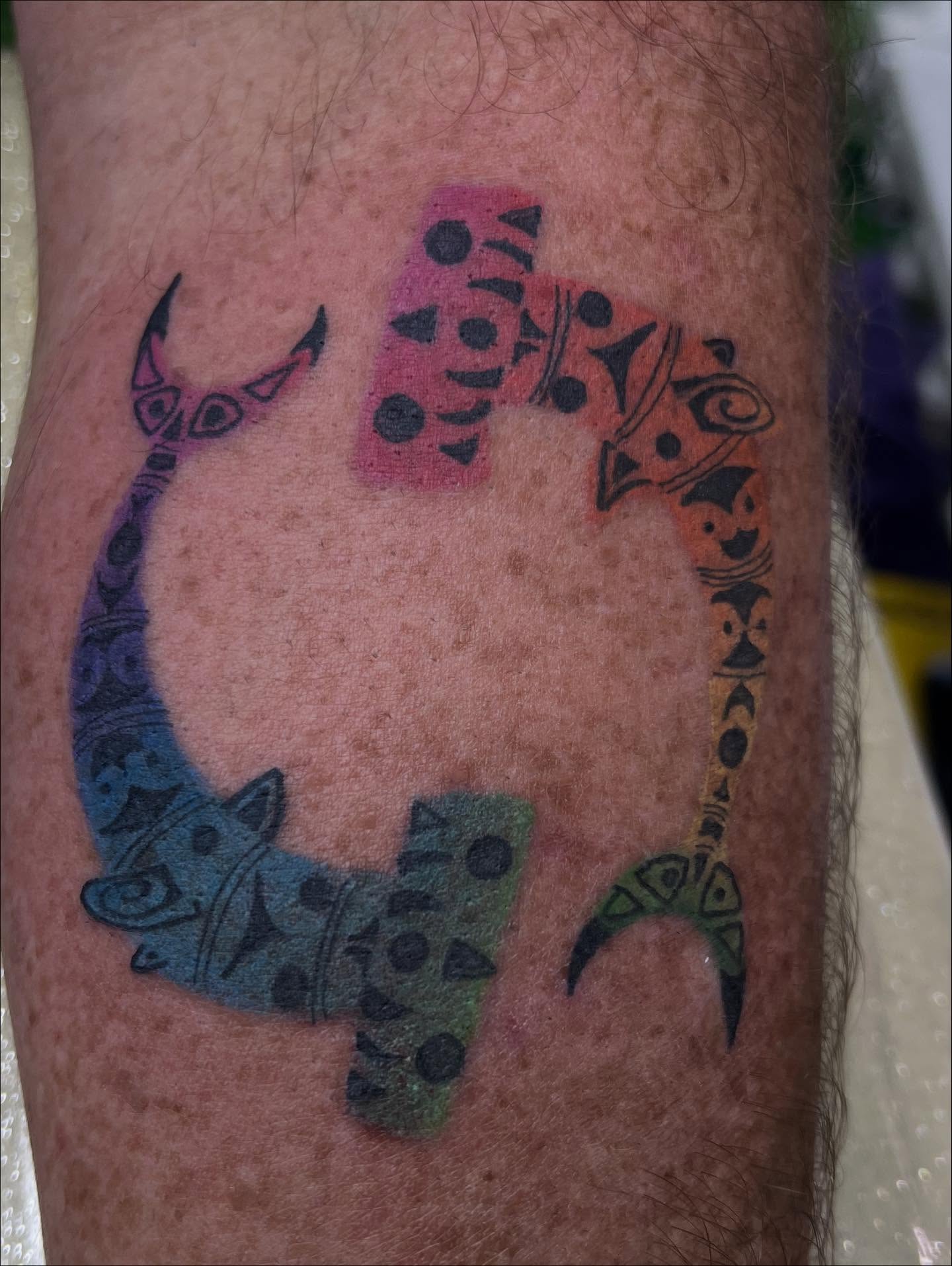 Shark dotwork tattoo on the forearm by Sav
