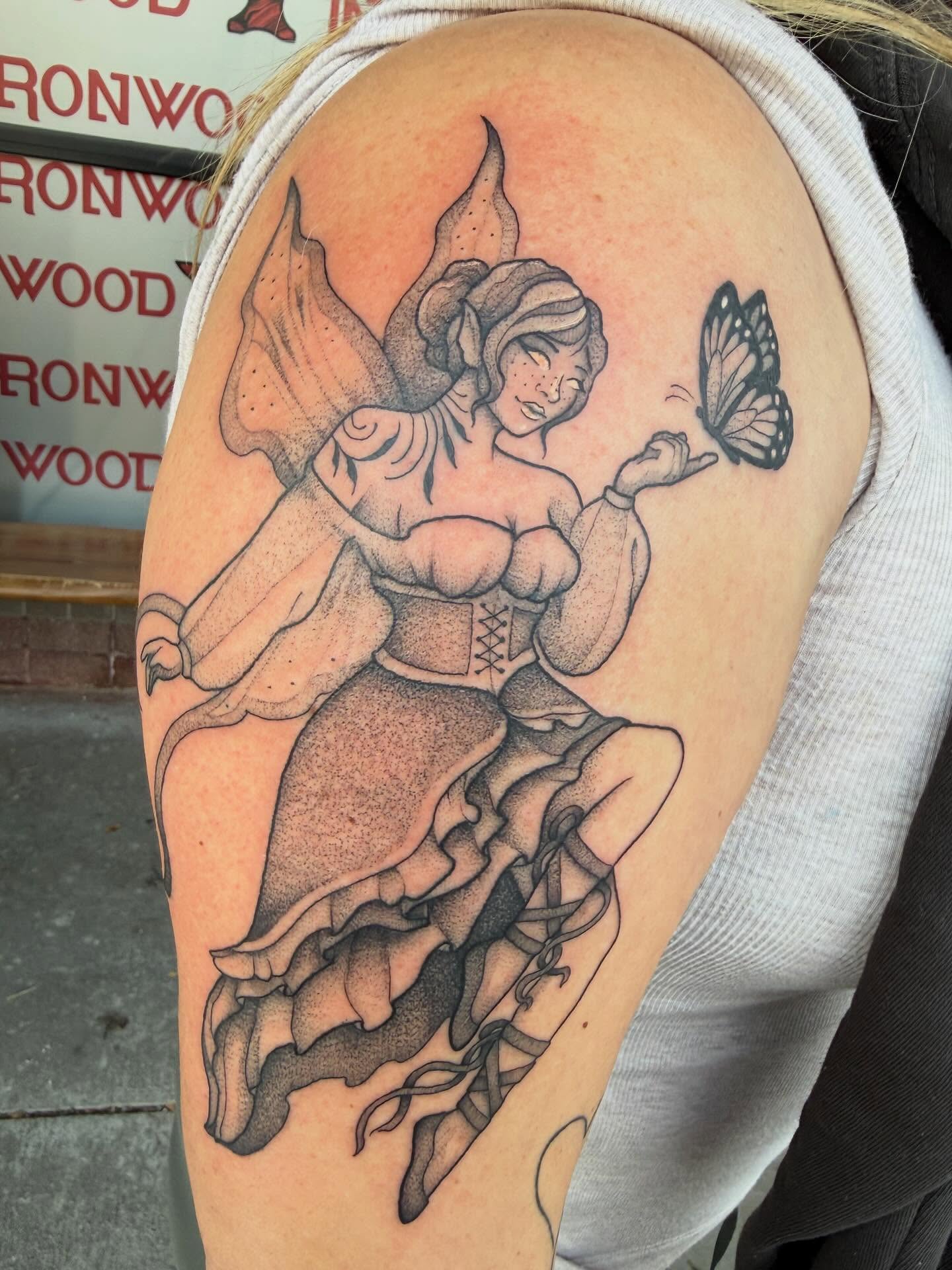 Tattoo by @bodyartbyali — dotwork, realism