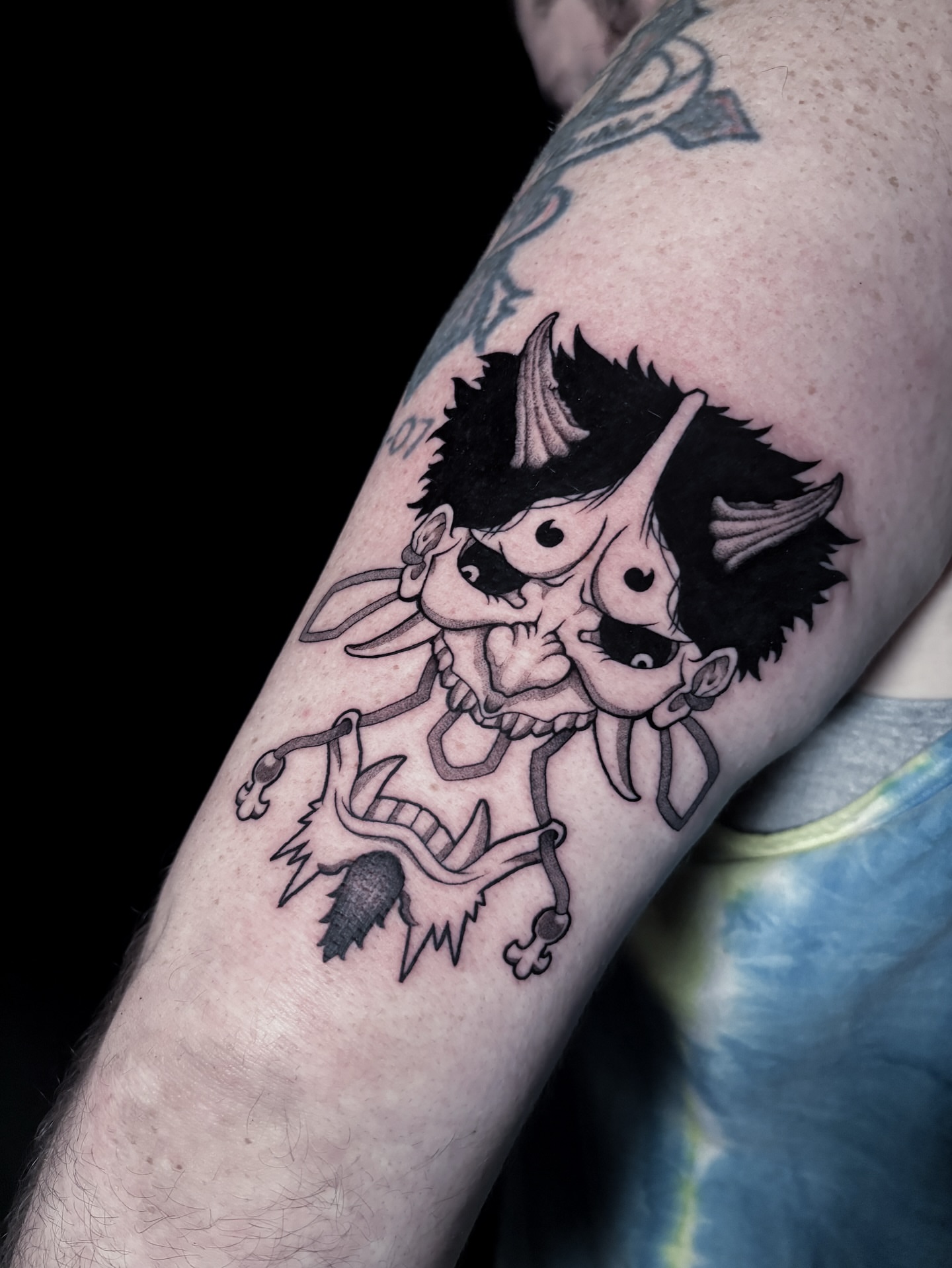 Tattoo by @noahdangink — anime, dotwork