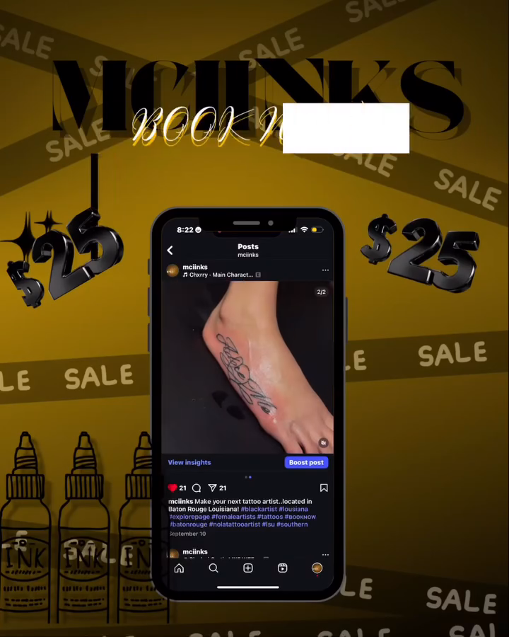 Script tattoo on foot tattoo on the thigh by Mc X Happo