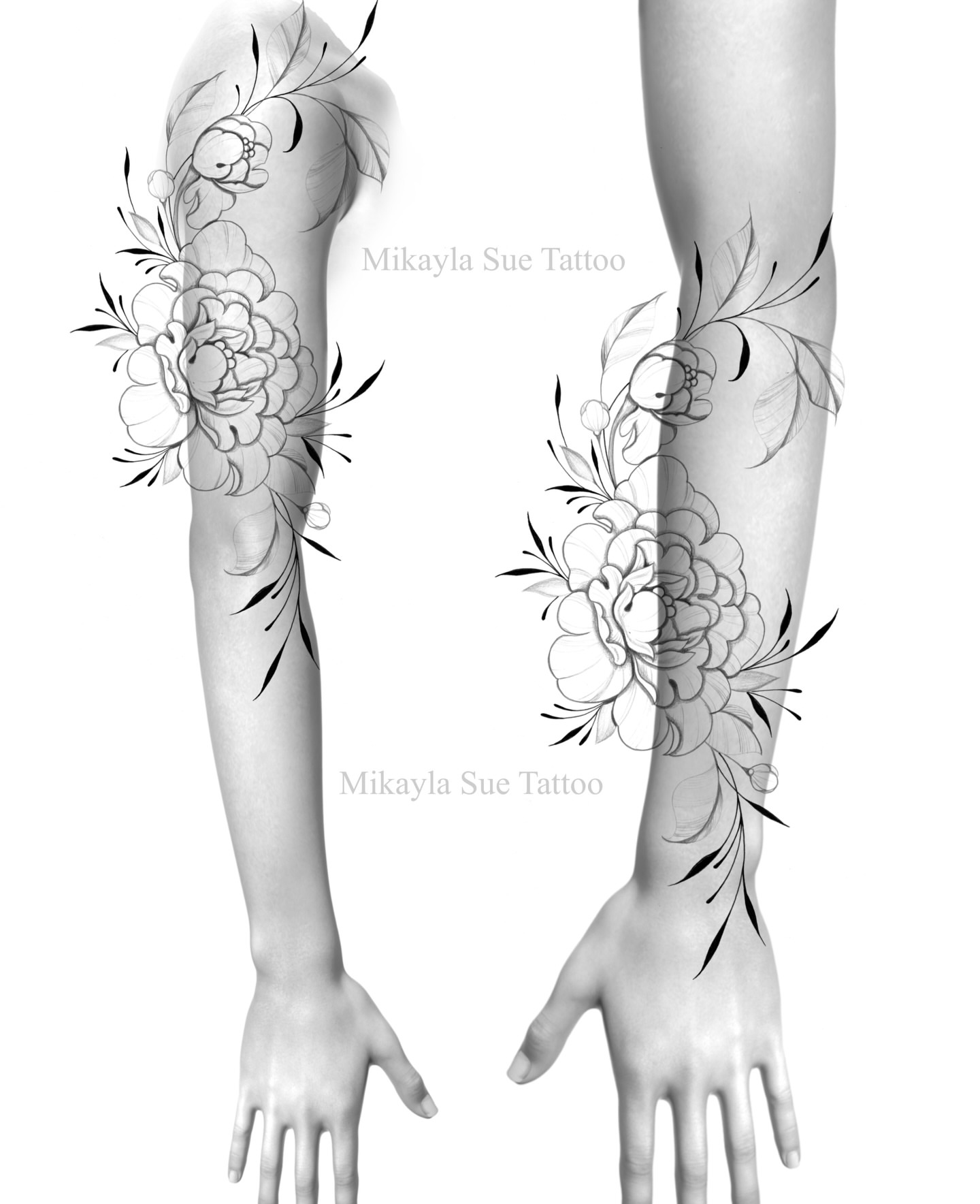 Tattoo by @mikaylasuetattoo — black_and_grey