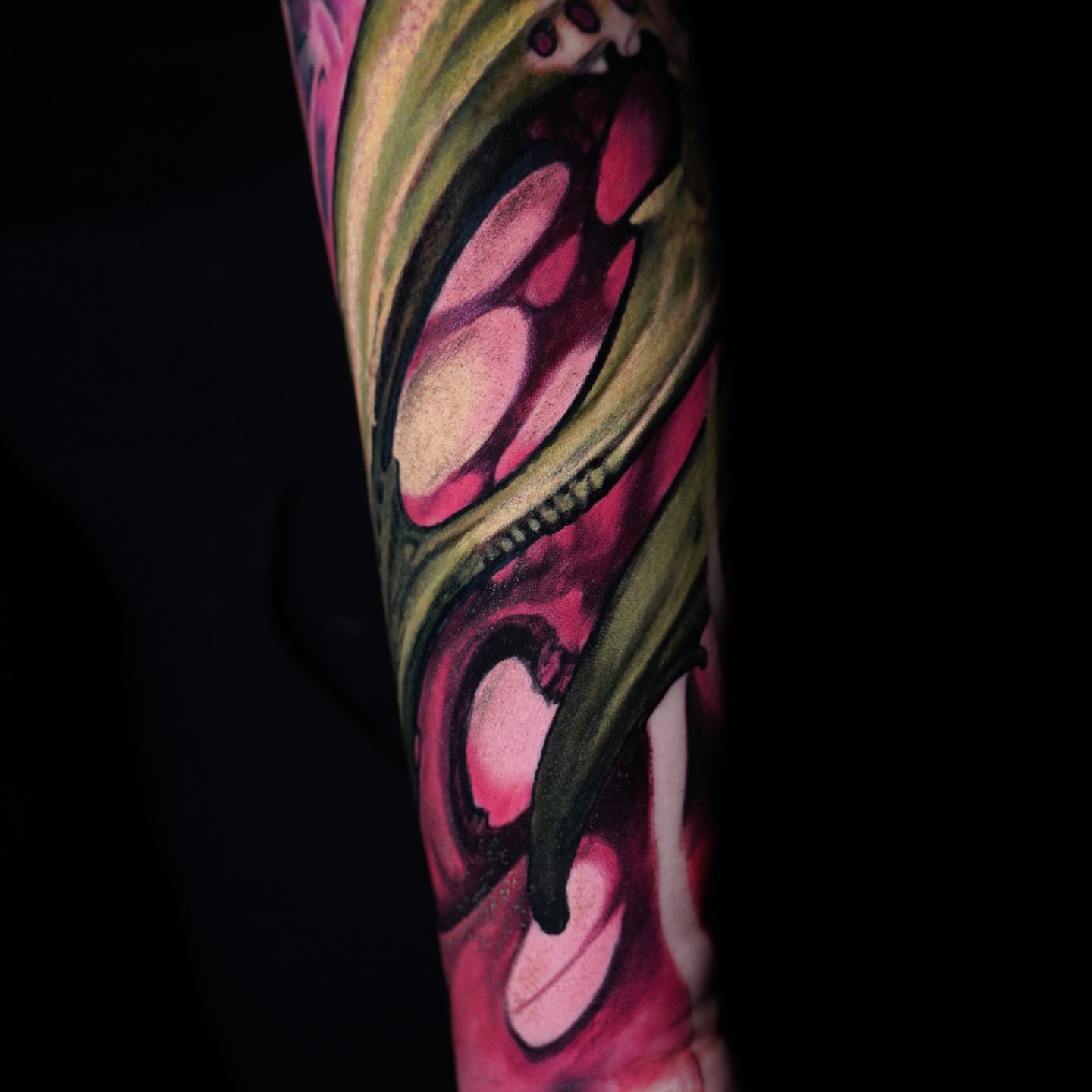 Peacock feather dotwork tattoo on the forearm by Darl Gnau