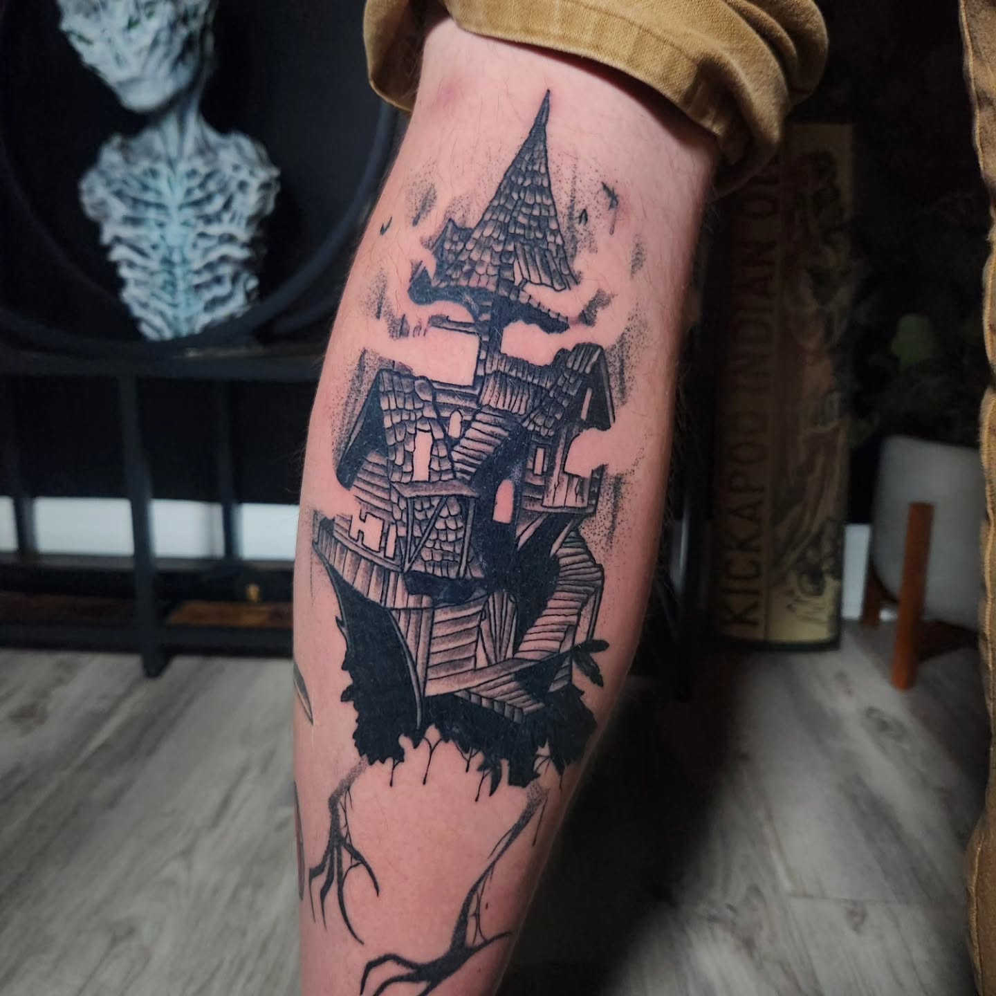 Tattoo by @geo_does_art — blackwork, dark_realism