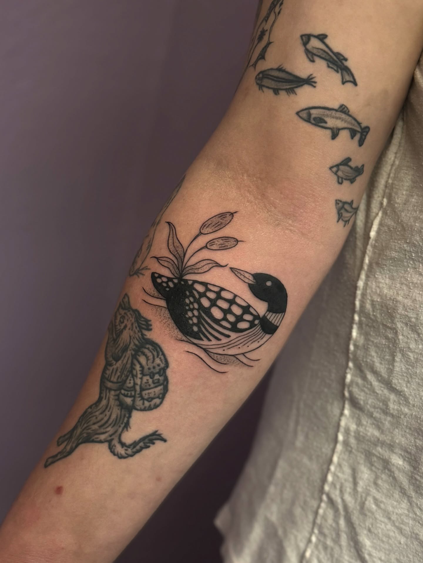 Bird and flower black and grey tattoo on the forearm by ꧁꧁Hayley꧂꧂