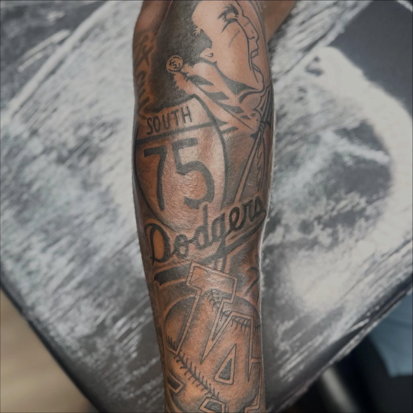 Baseball player American traditional tattoo on the forearm by TC 🧚🏽, Columbus, OH