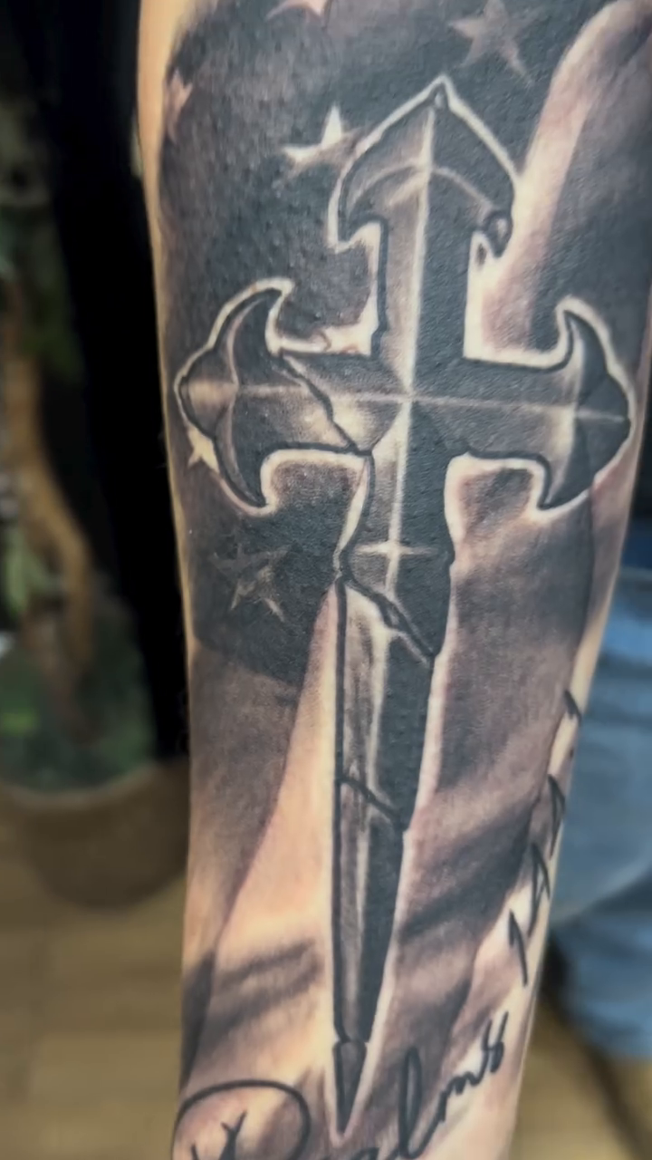 Tattoo by @fridaynighttattoos — black_and_grey, realism