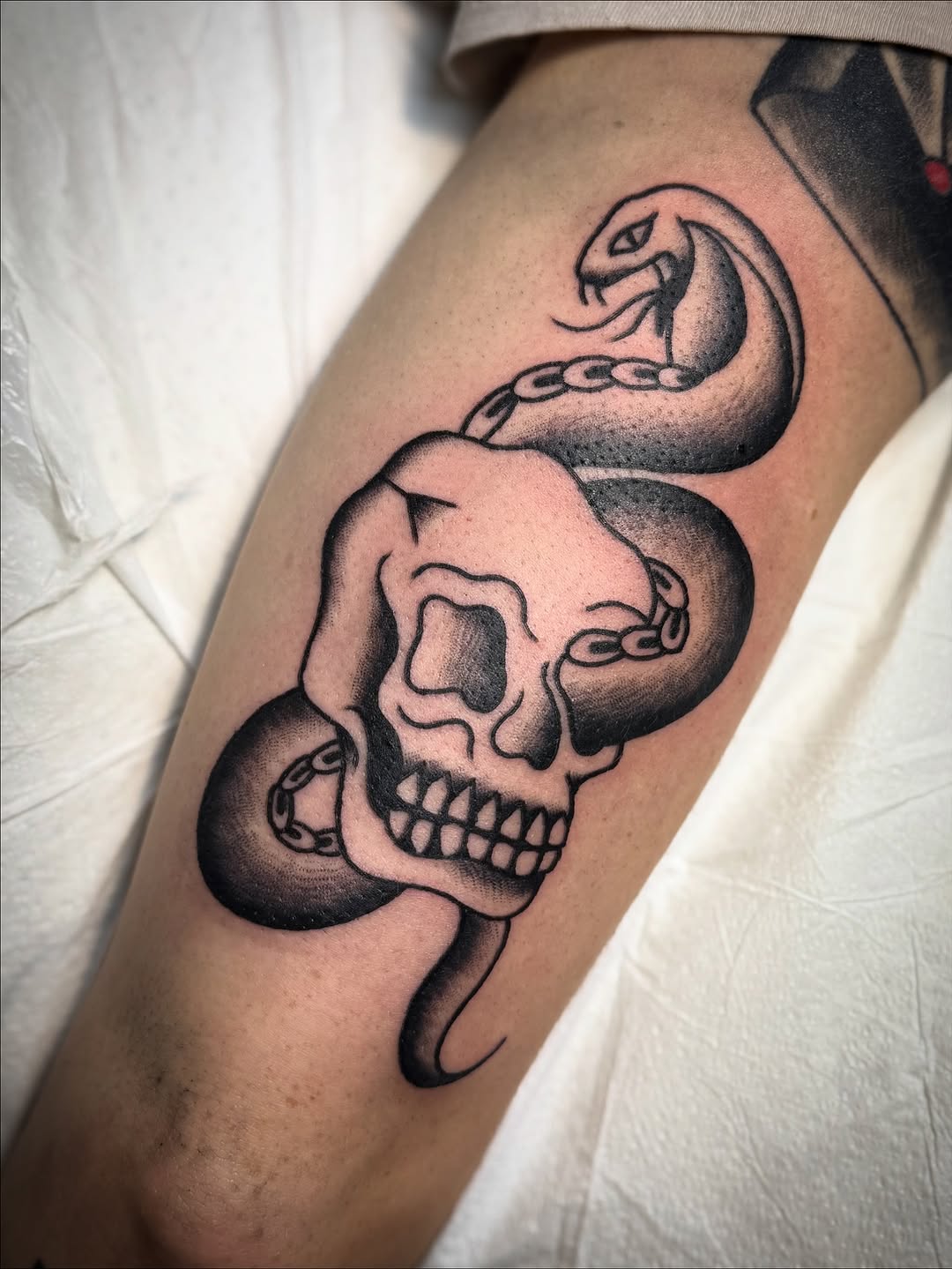 Tattoo by @lilmazetattoos — american_traditional, black_and_grey