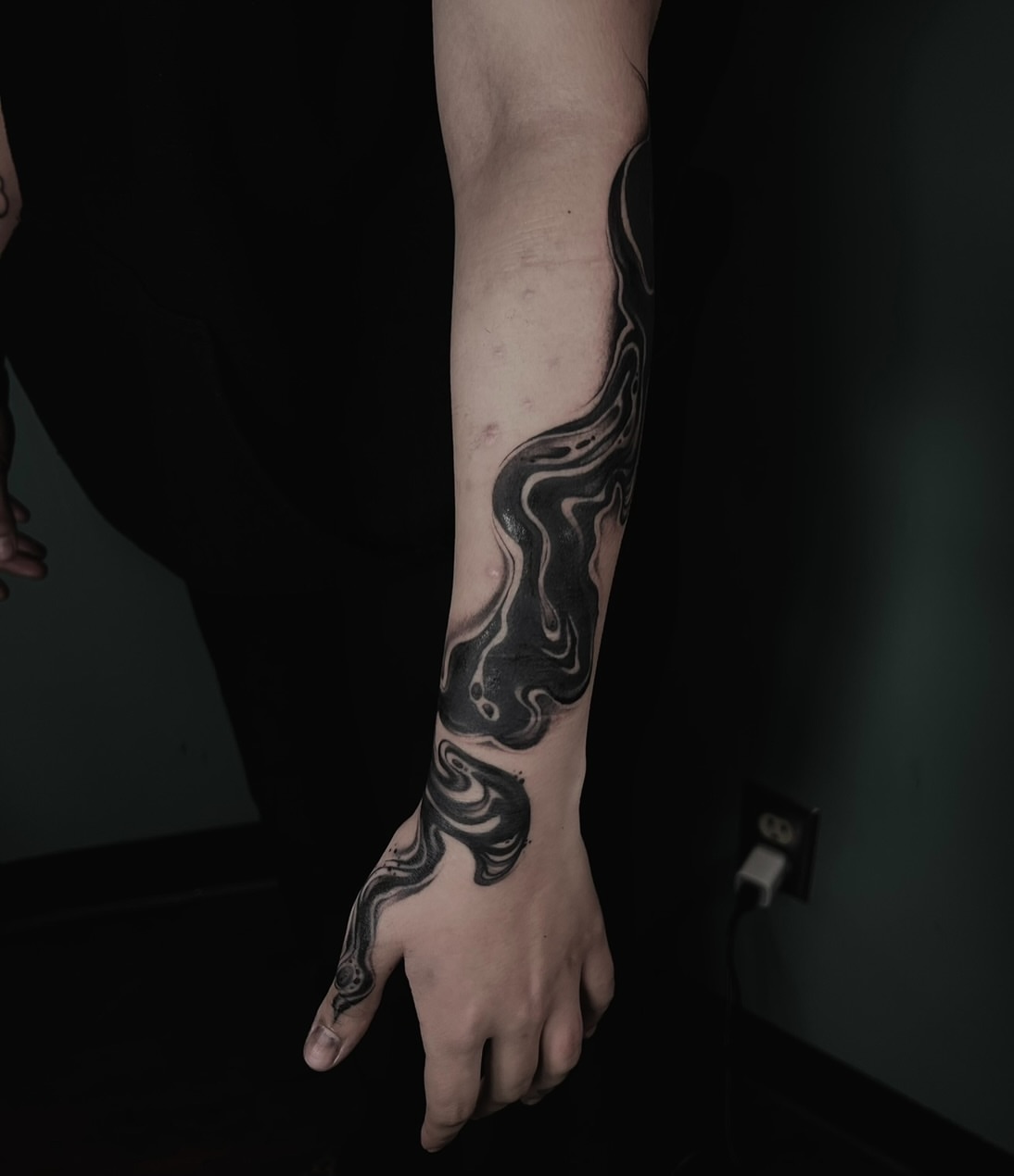 Swirls black and grey tattoo on the forearm by ༒ boniandi༒