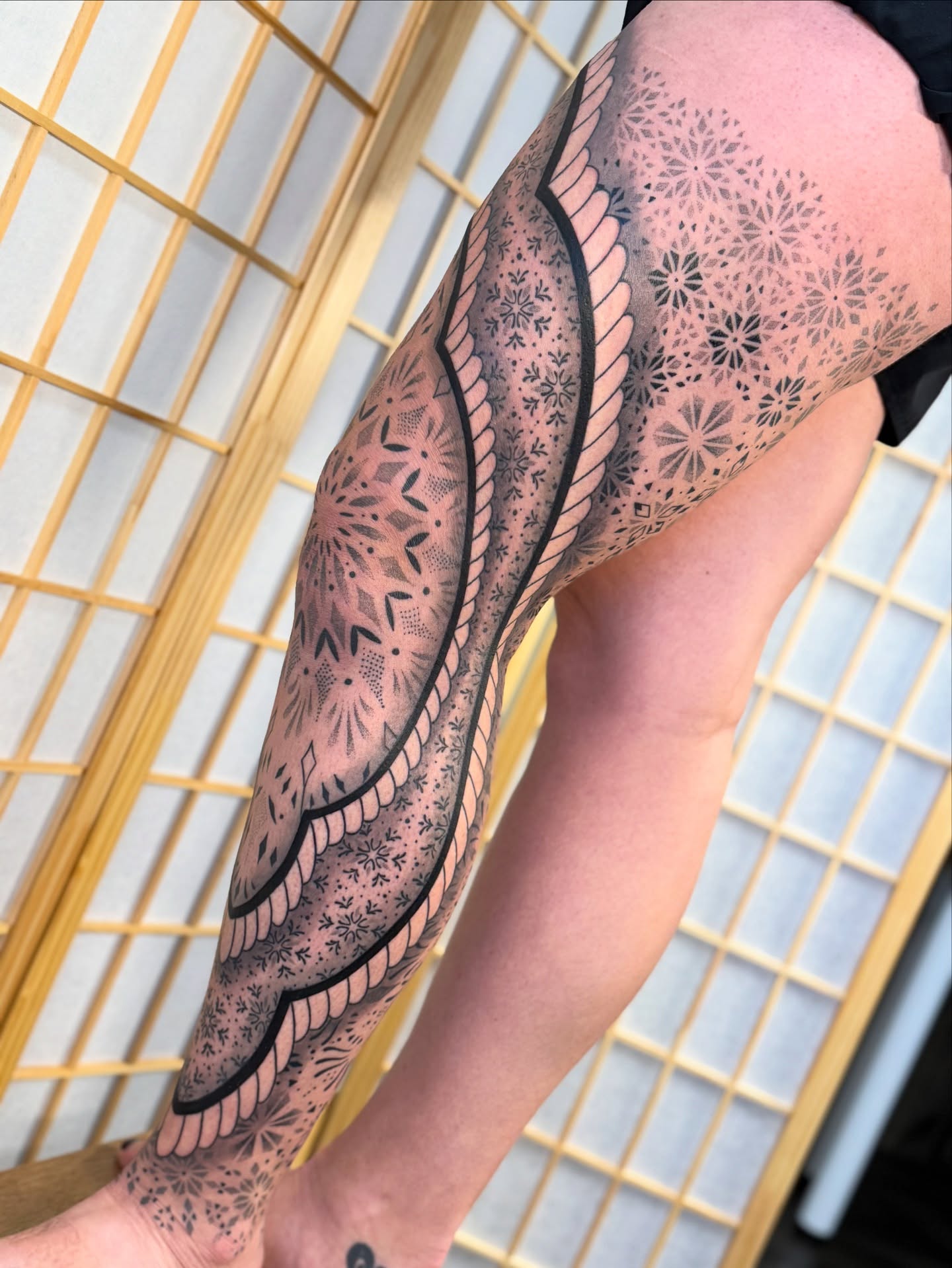 Tattoo by @lucidinceptions — dotwork, geometric