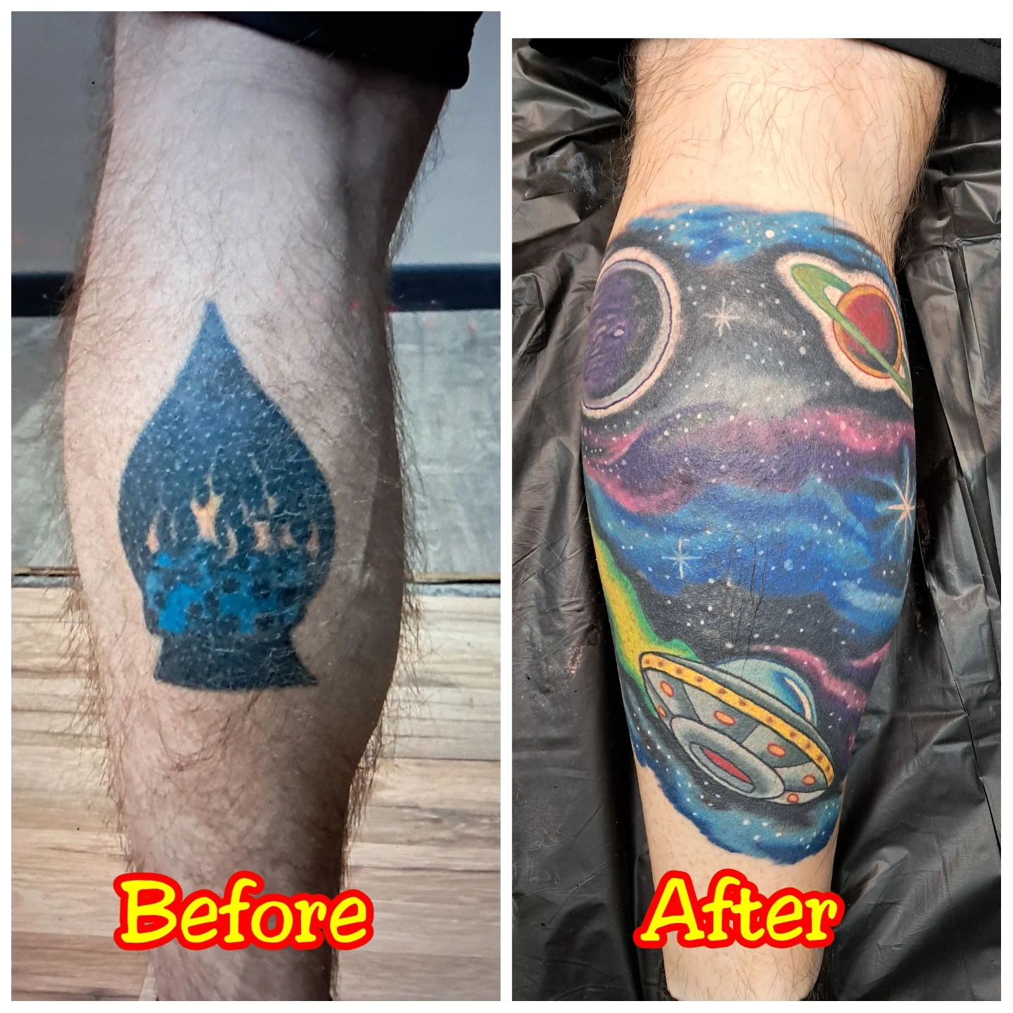 Space-themed tattoo dotwork tattoo on the forearm by Reb Fularz