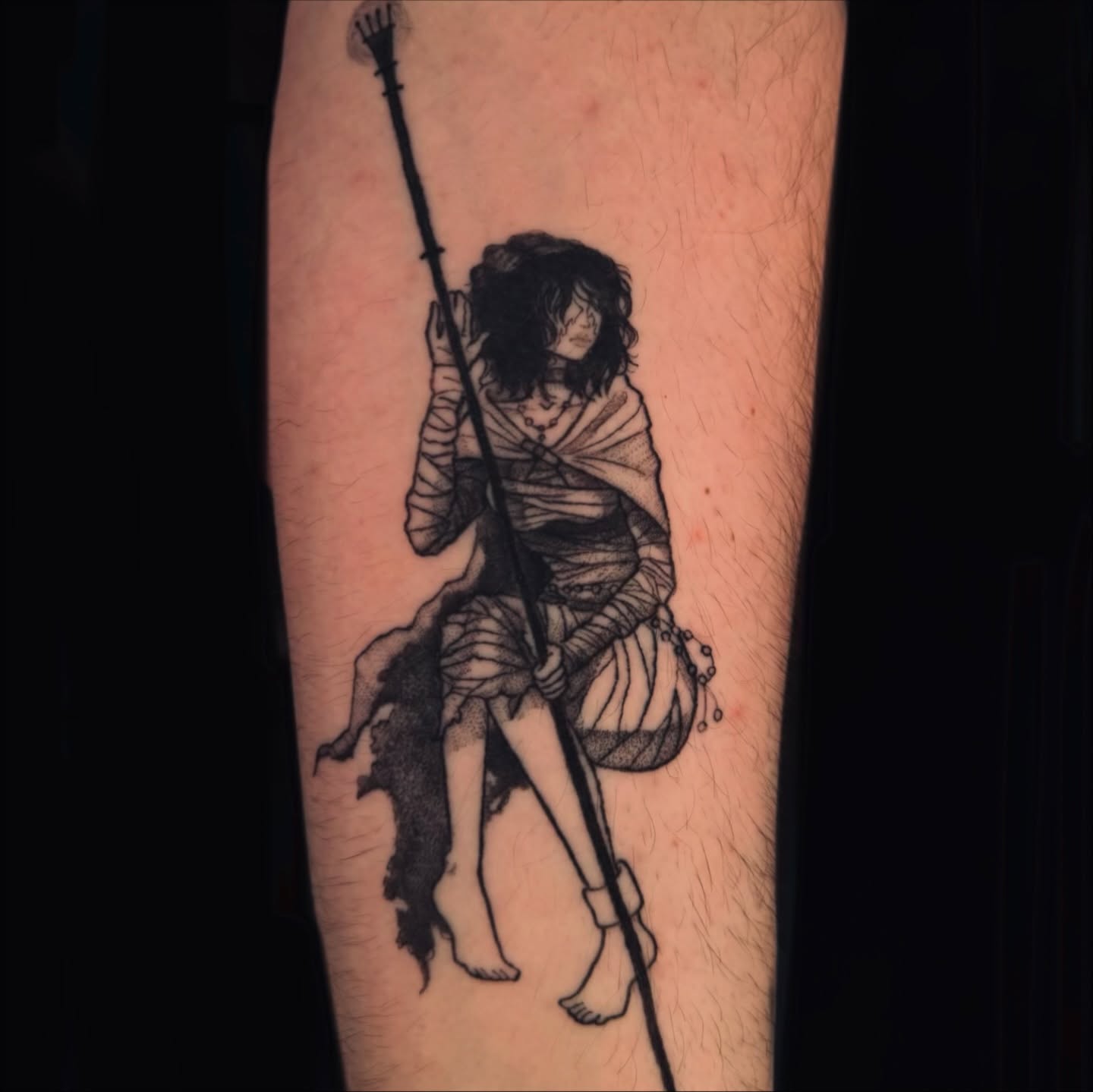 Tattoo by @astrochocobo — black_and_grey