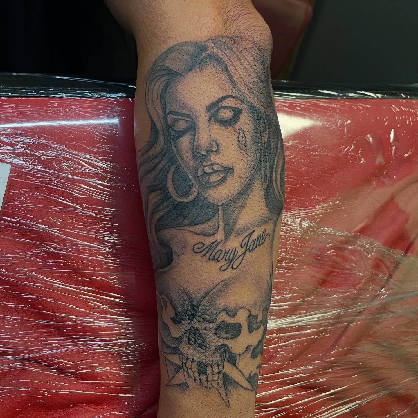 Tattoo by @tat2garrett — black_and_grey, realism