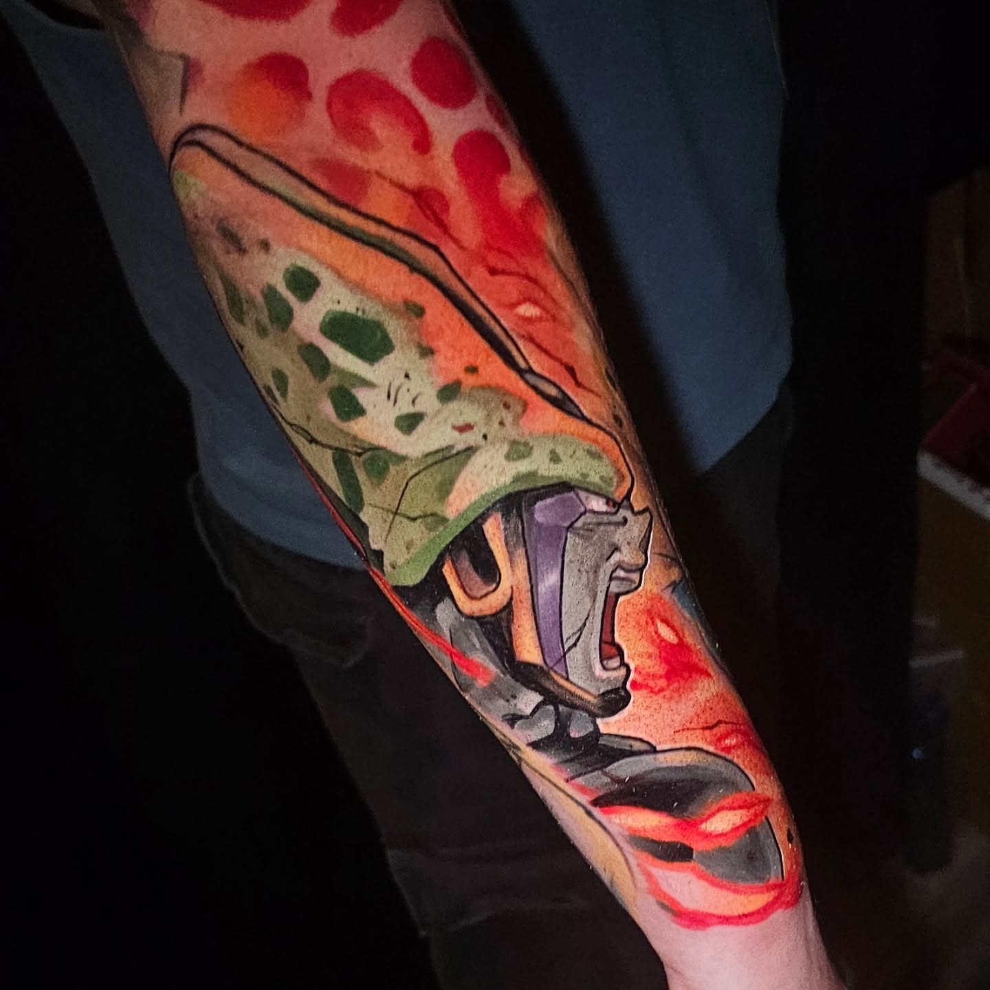 Mecha dotwork tattoo on the forearm by Cody Gower Tattoo Artist