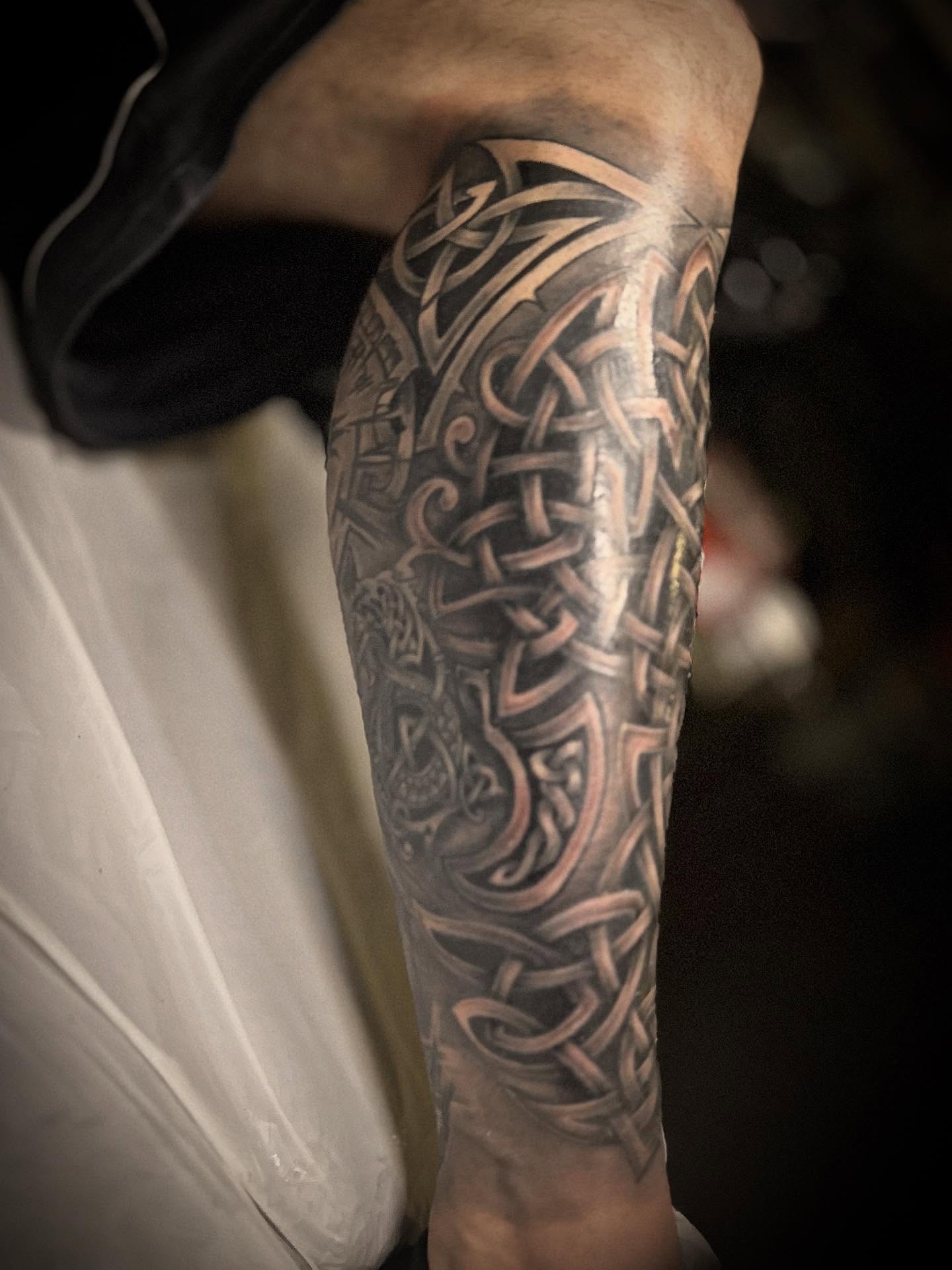 Tattoo by @eddieshawtattoos — black_and_grey, geometric