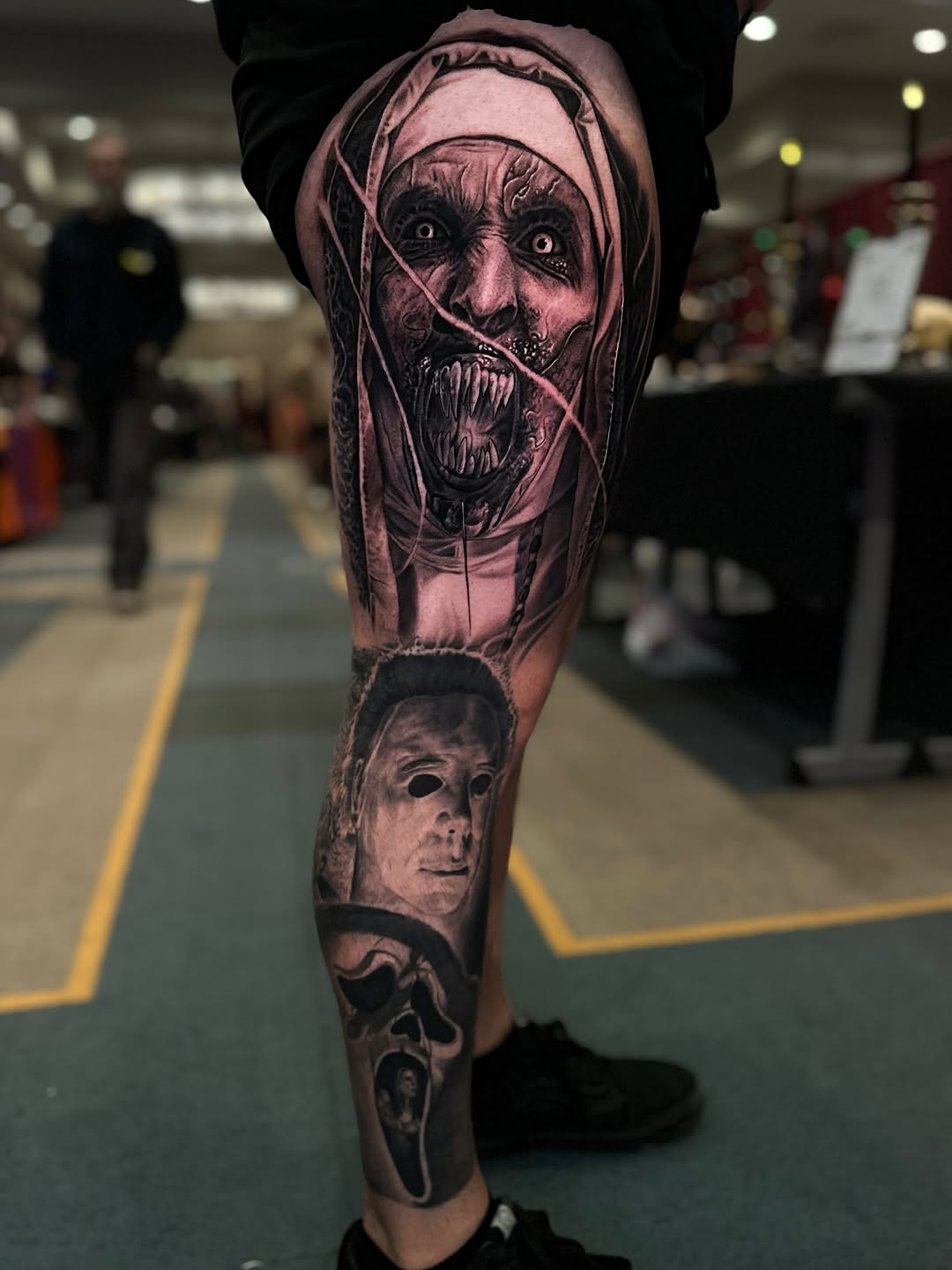 Horror movie characters realism tattoo on the forearm by Jesse White, Mentor, Ohio