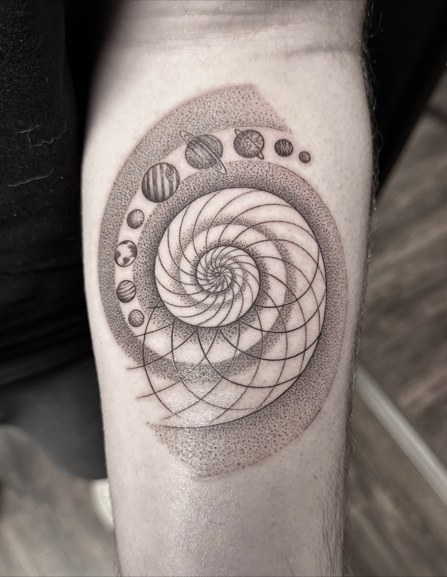 Tattoo by @cj.concepts — dotwork, geometric