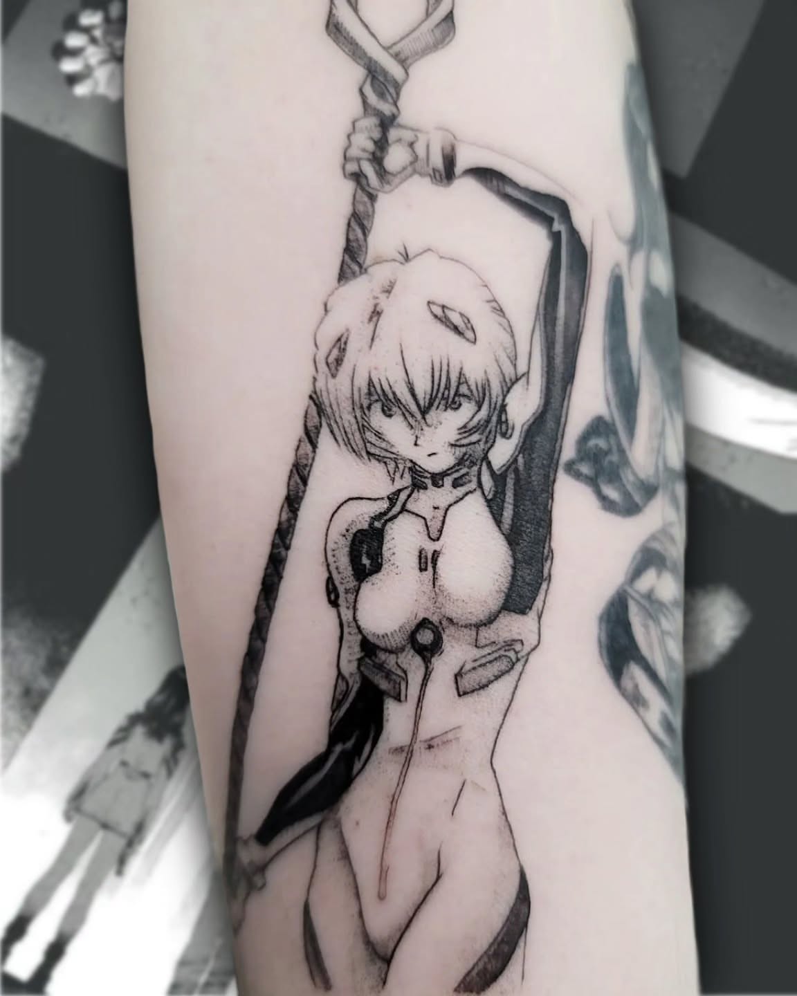 Tattoo by @narliehoodman — dotwork, anime