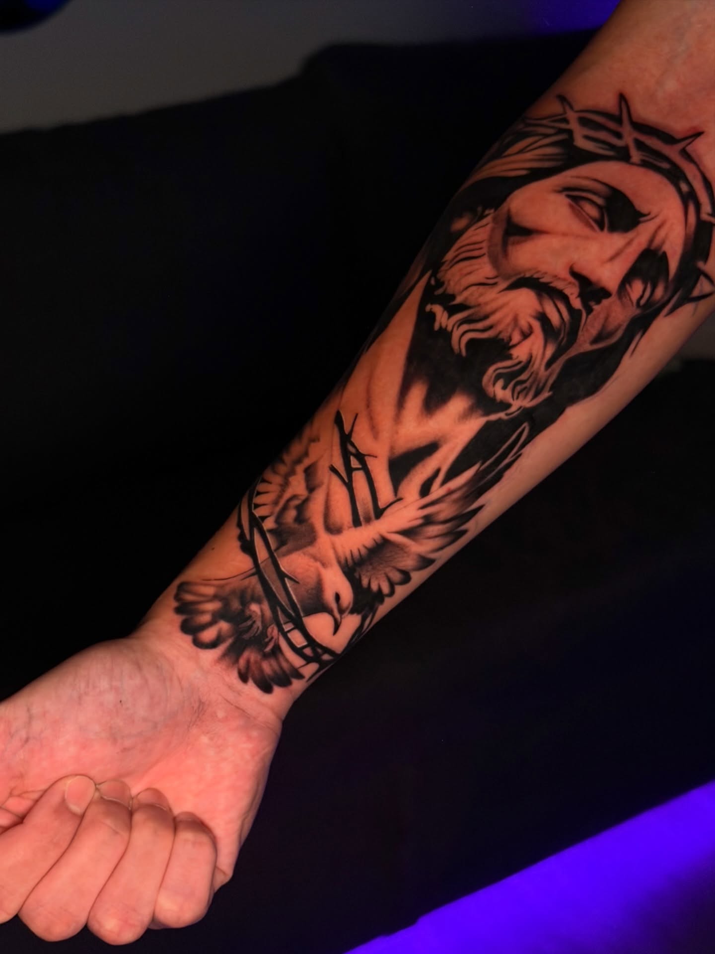Religious figure realism tattoo on the forearm by InkbyCasillas