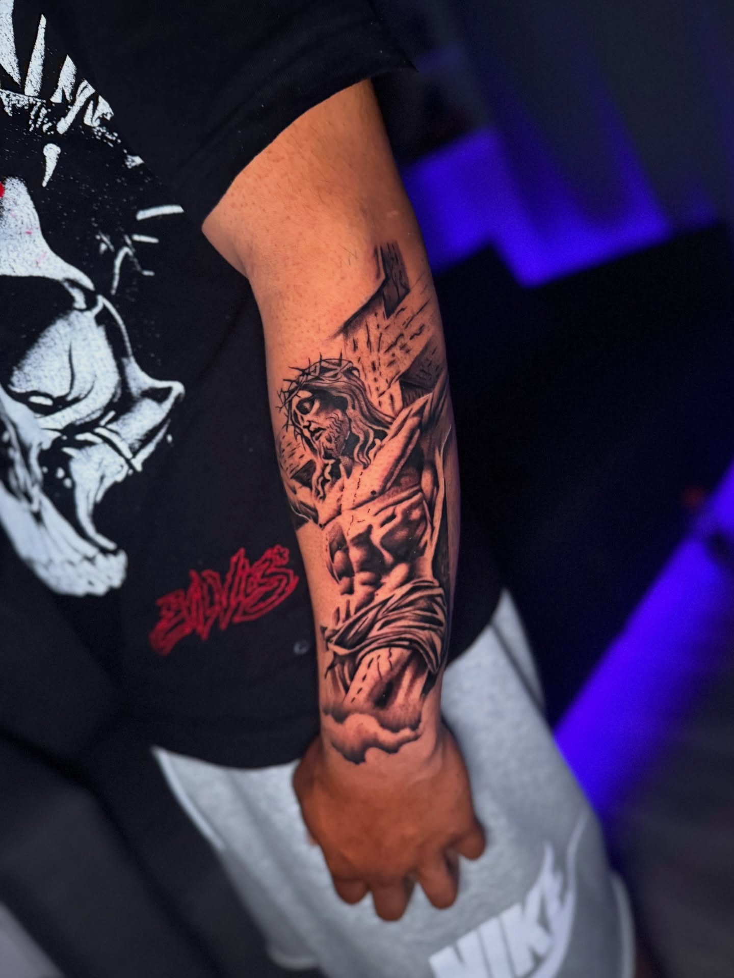 Crucifixion scene realism tattoo on the forearm by InkbyCasillas