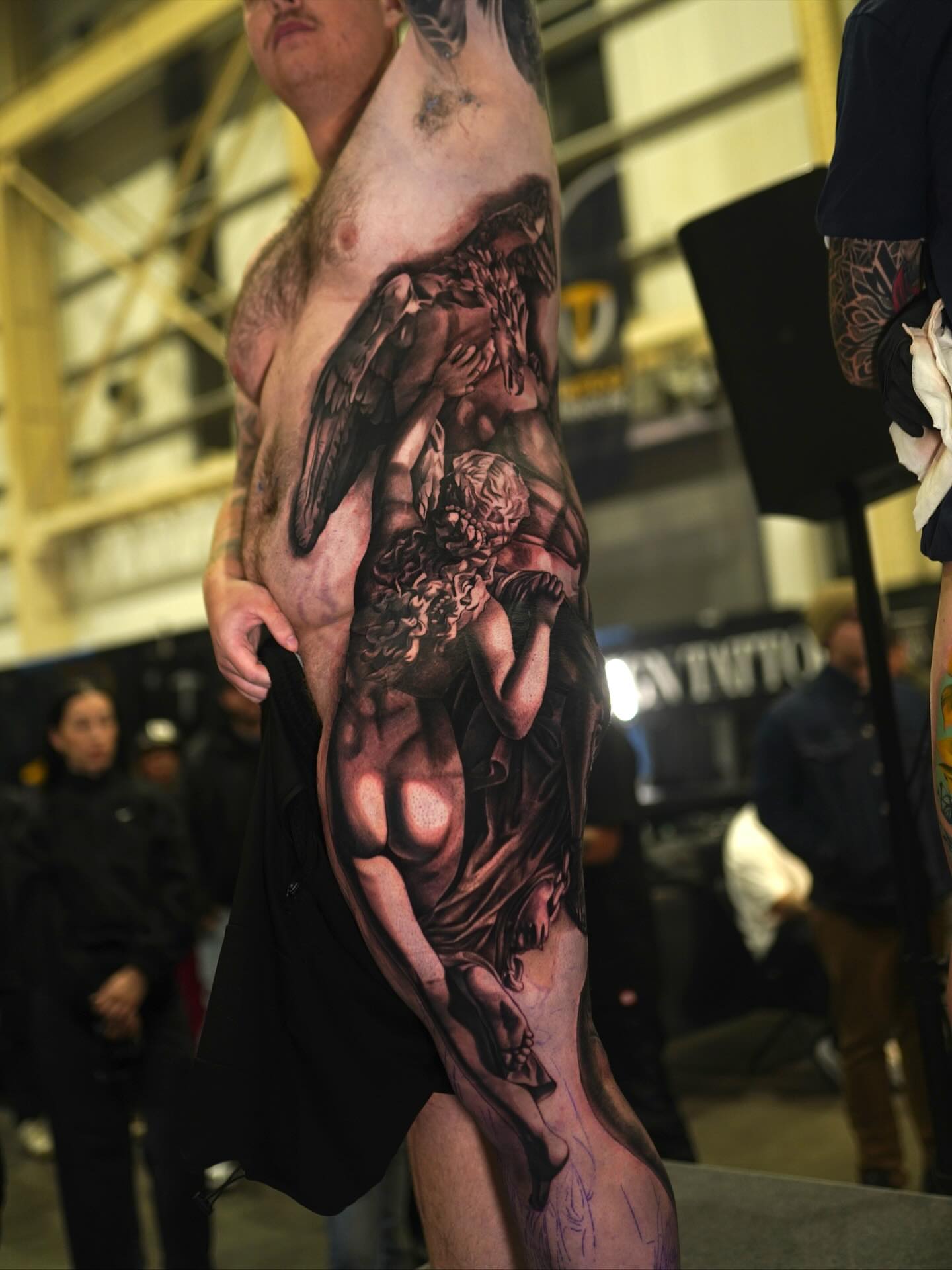 Mythological scene realism tattoo on the upper arm by Reena Pho, Nashville, Tennessee