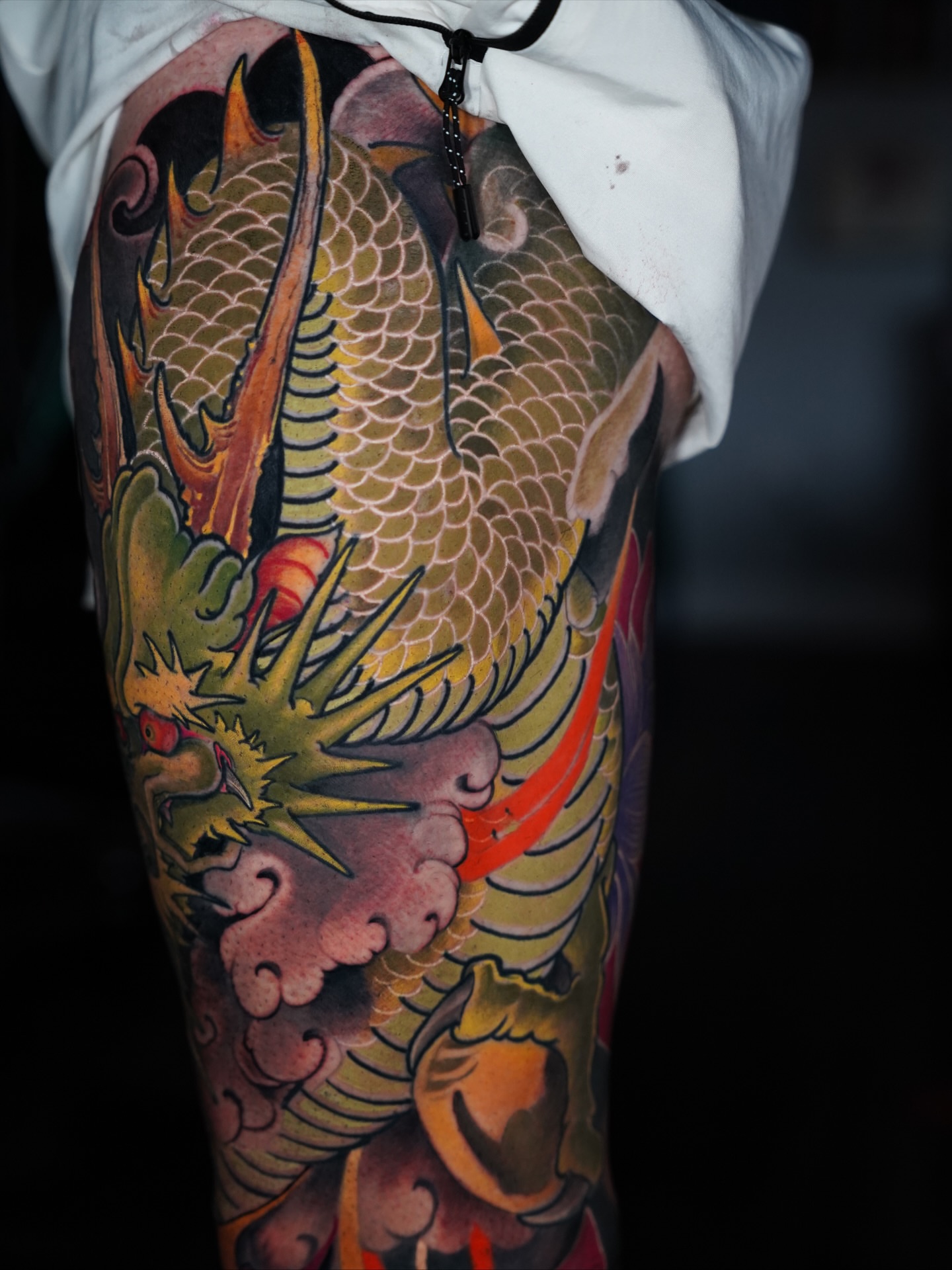 Dragon japanese irezumi tattoo on the forearm by Grego Hernandez, Miami, Florida