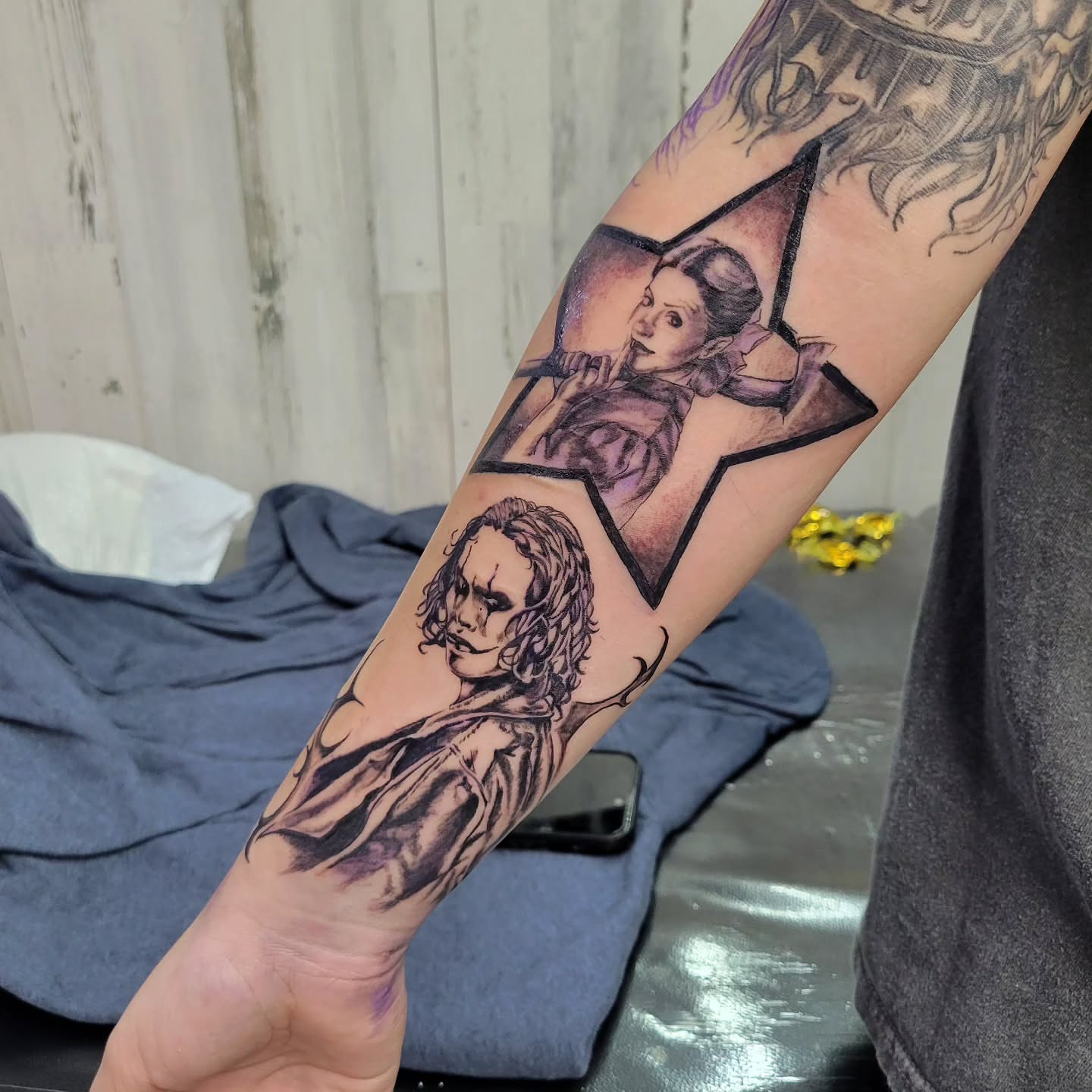 Star and woman realism tattoo on the forearm by LolaCat🐉