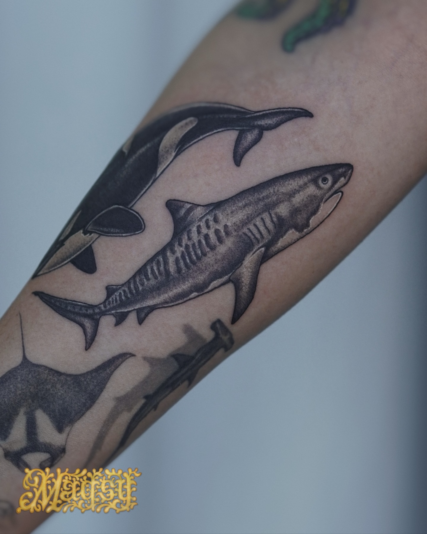 Tattoo by @artofmagsy — black_and_grey