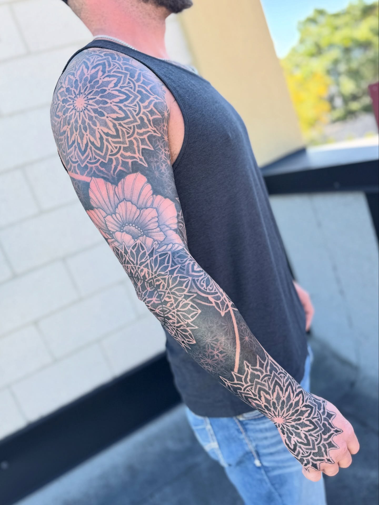 Tattoo by @fleur.tattoos — dotwork, geometric