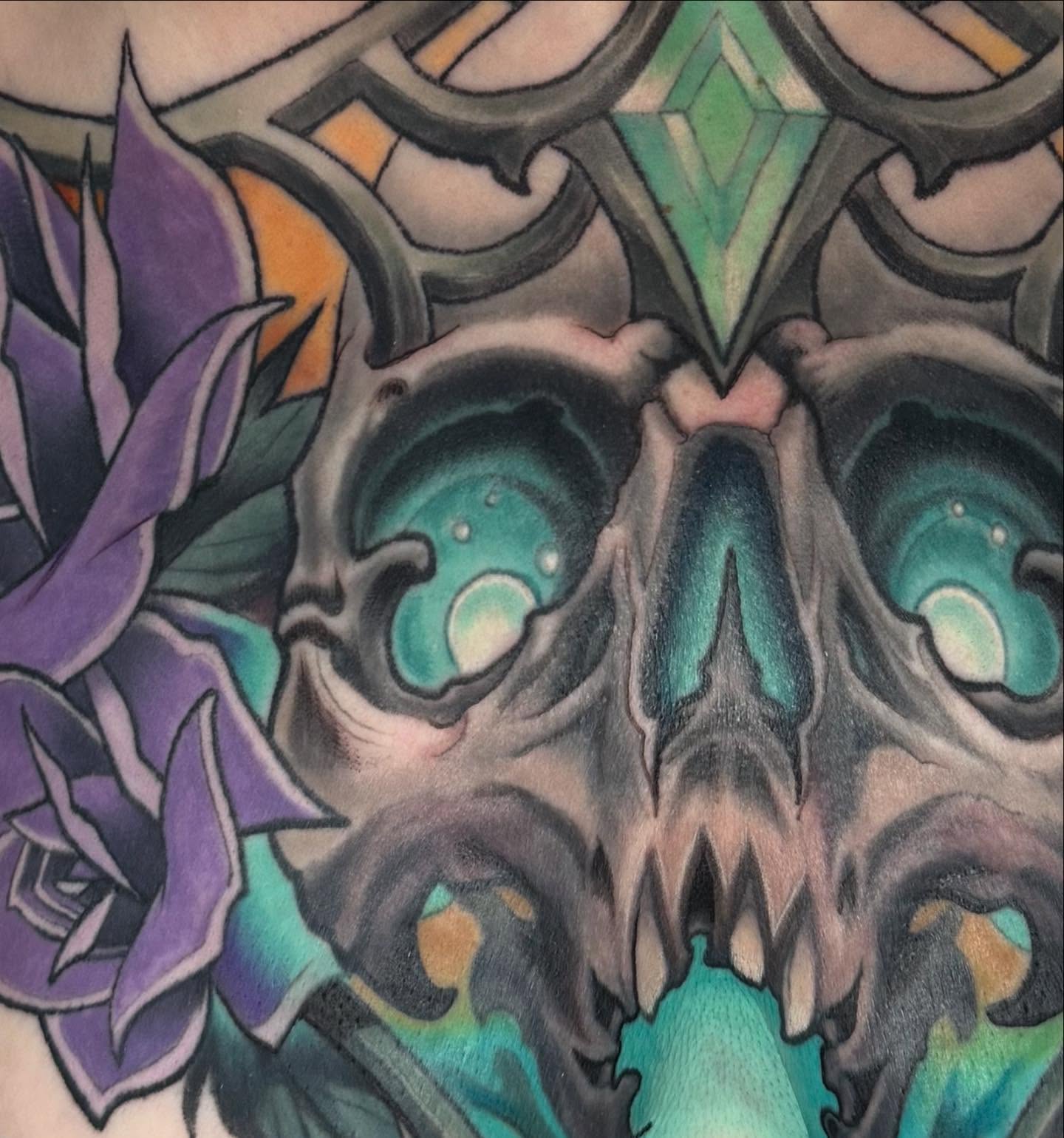 Skull geometric tattoo by Zoe "Z" Fisk