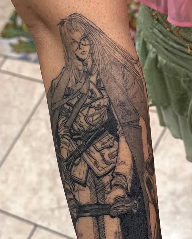 Anime character anime tattoo on the forearm by Dana, Phoenix, Arizona