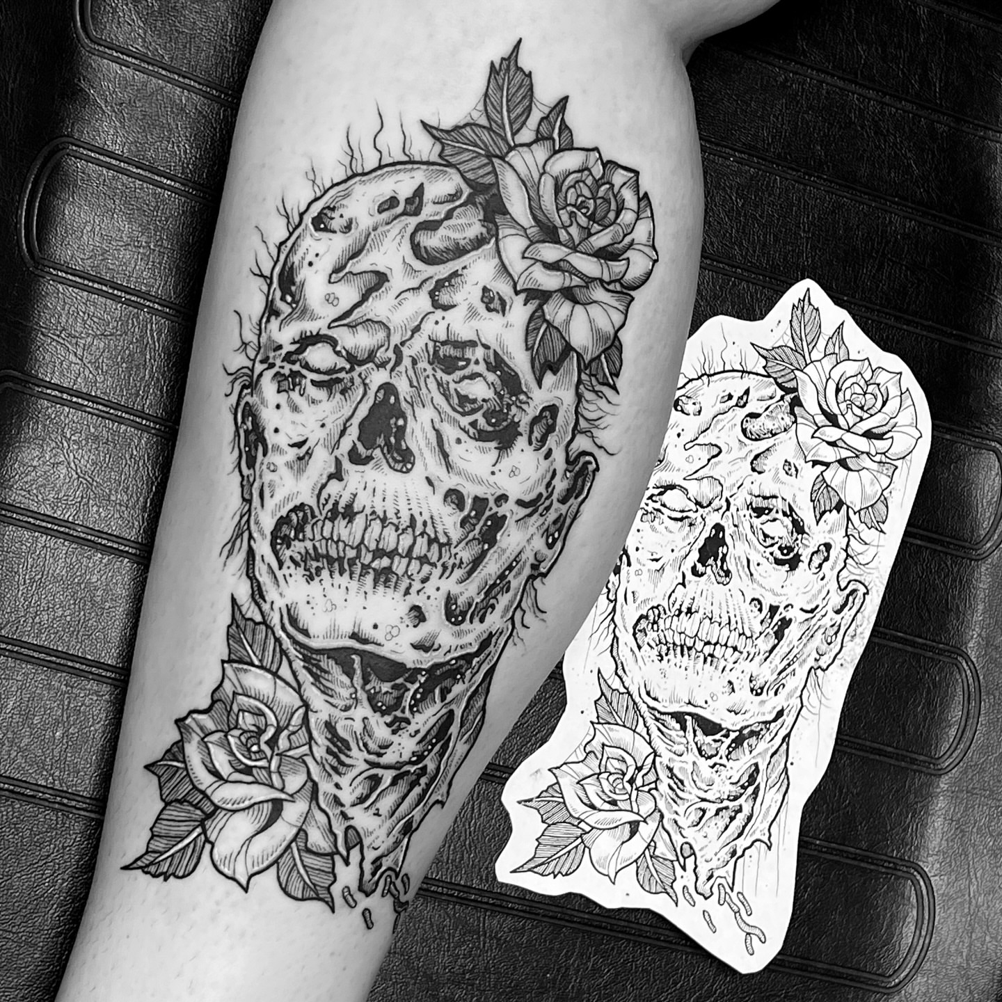 Tattoo by @jonvonschlong — black_and_grey, realism
