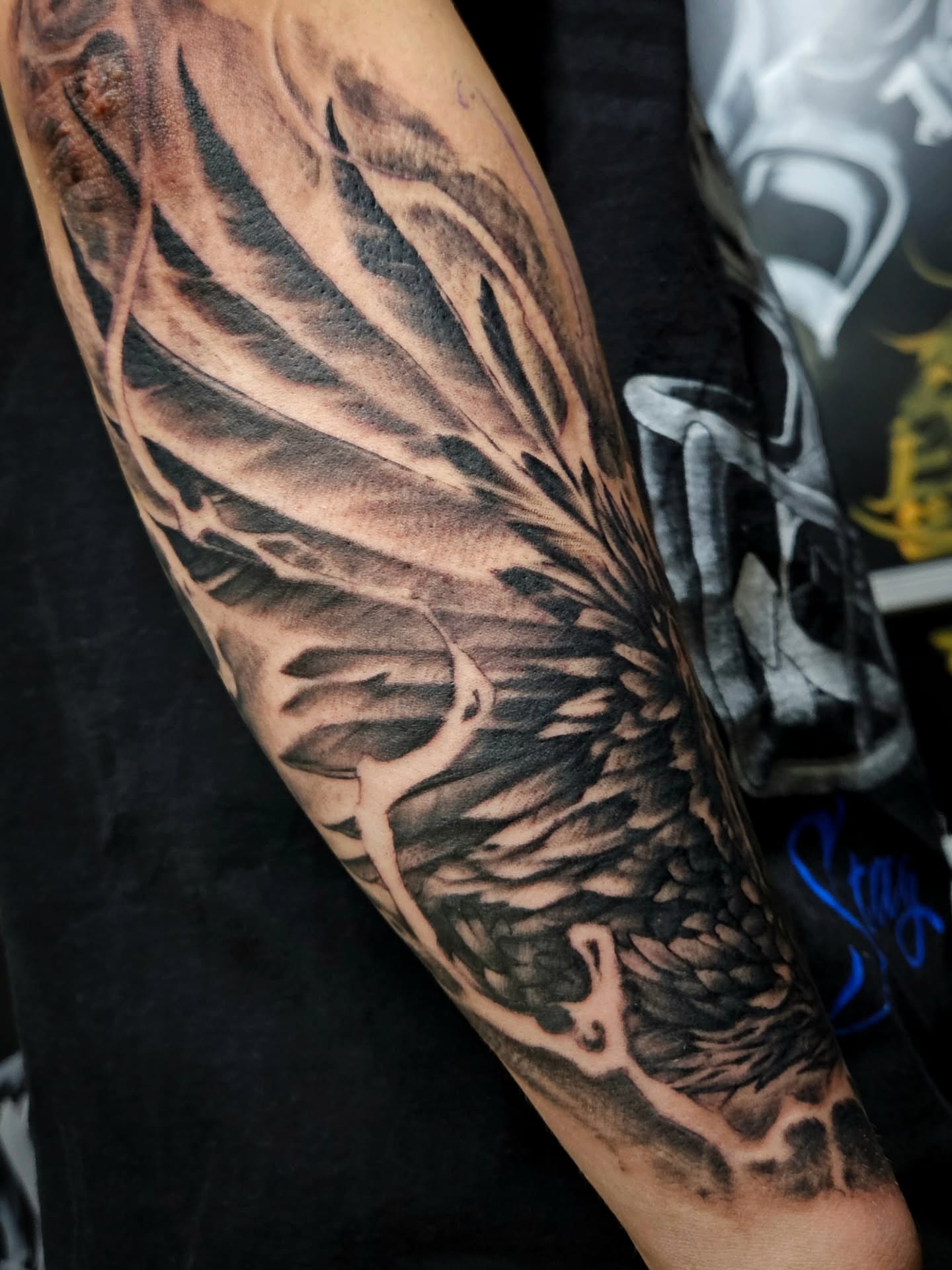 Wing realism tattoo on the forearm by Chicagoland Tattoo artist - Dany Rojas