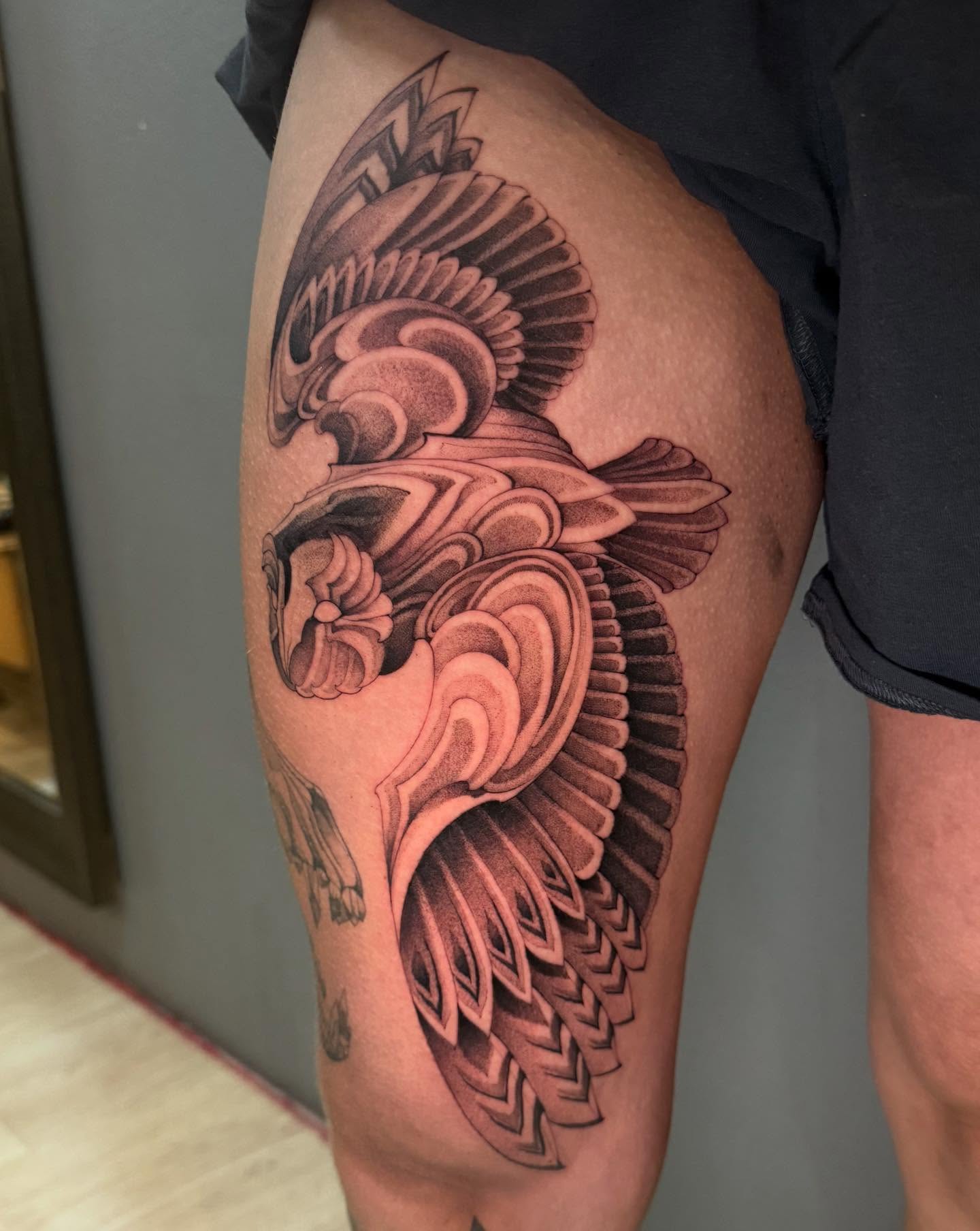 Tattoo by @blacklambx — black_and_grey