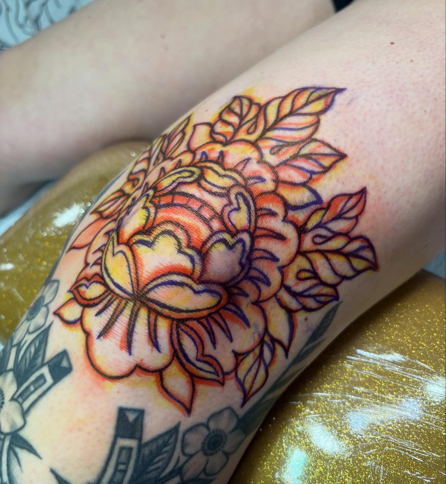 Floral bouquet American traditional tattoo on the forearm by sally ★ lee
