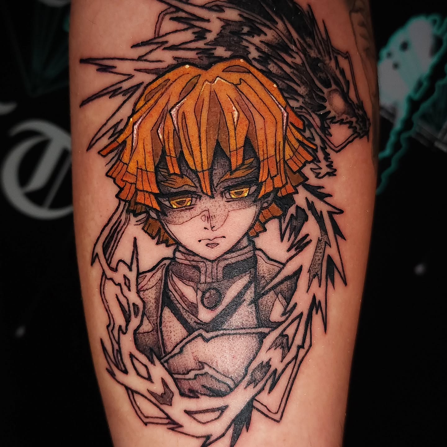 Anime character anime tattoo on the forearm by Mario Romero