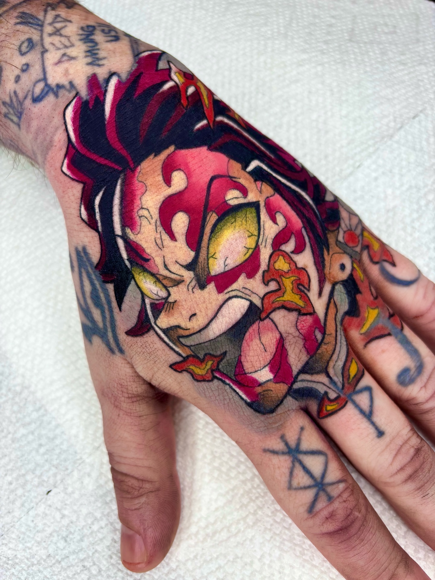 Anime character anime tattoo on the hand by ✩ Tattoo ✩, Las Vegas, Nevada