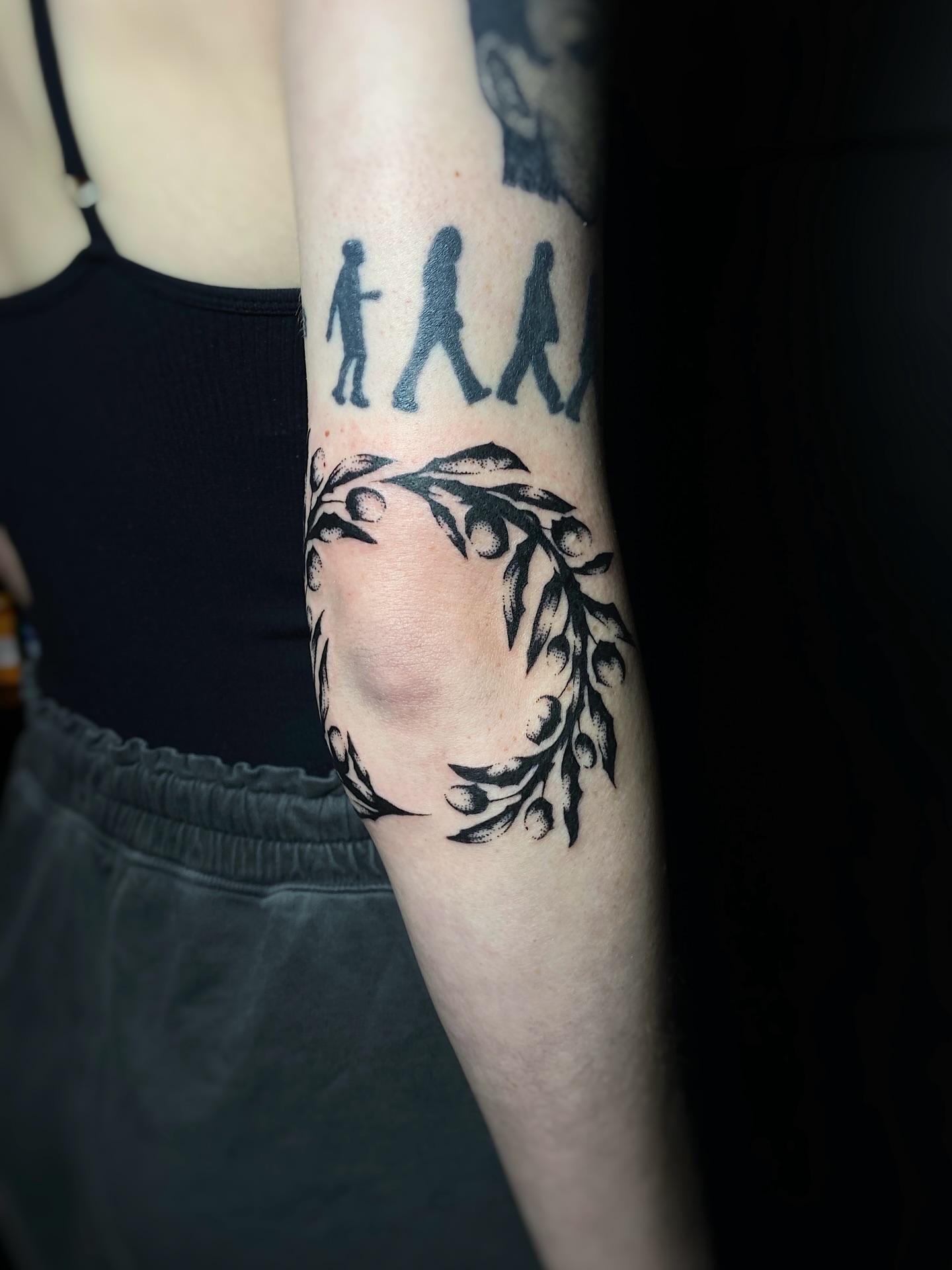 Abbey Road silhouette black and grey tattoo on the forearm by Cherry Jane 🍒